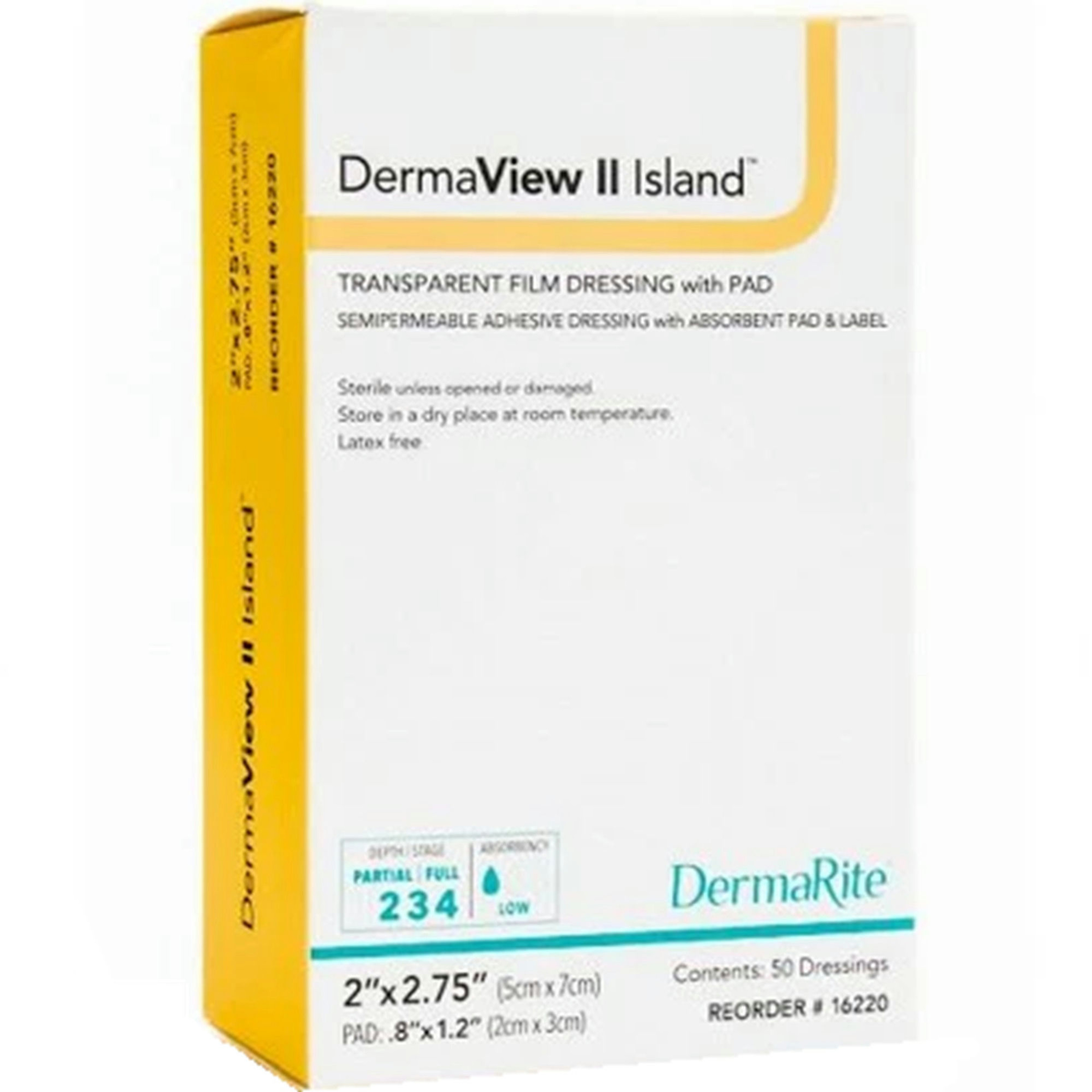 DermaRite DermaView II Island Transparent Film Dressing with Pad