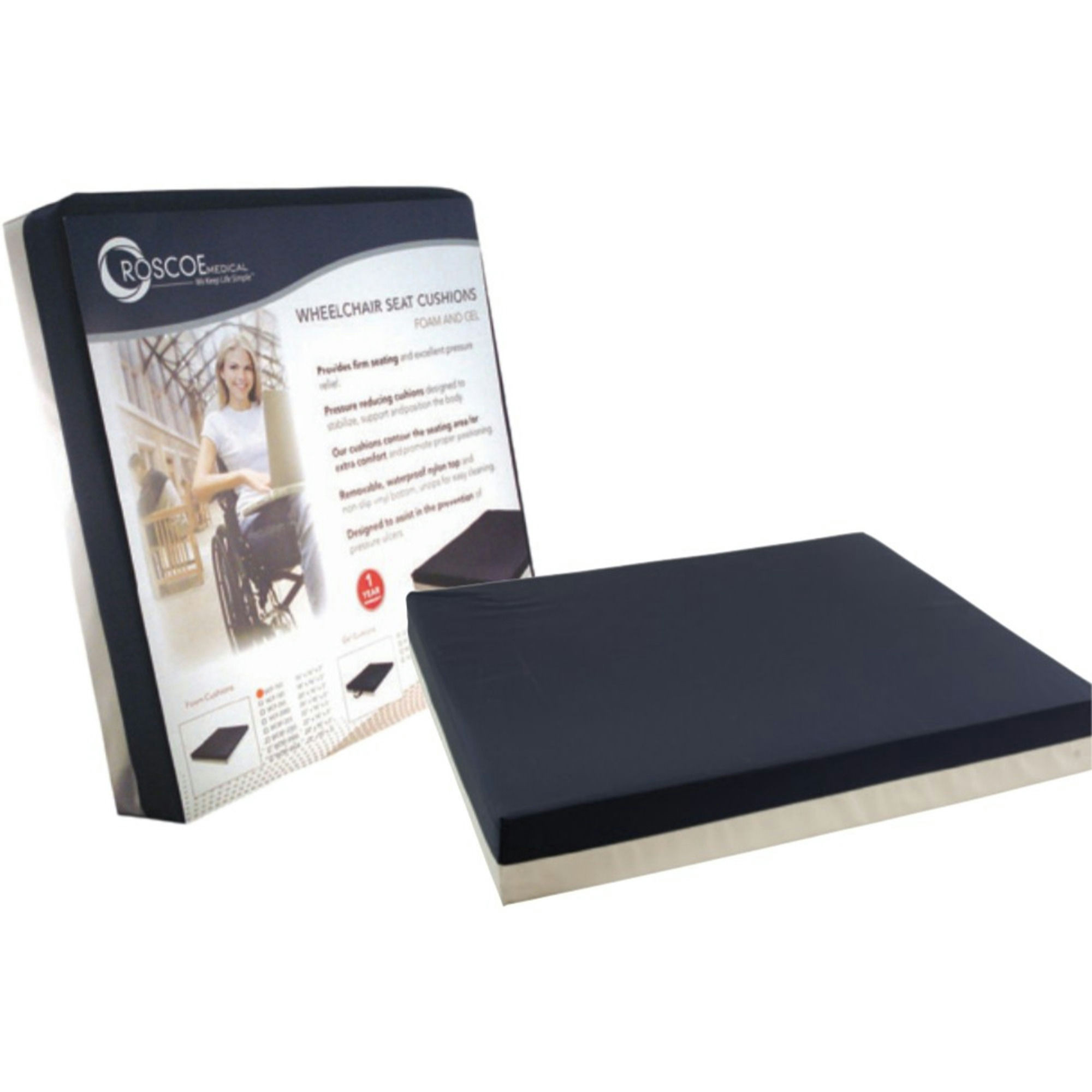 Compass Health Roscoe Foam Wheelchair Cushion with Nylon Cover