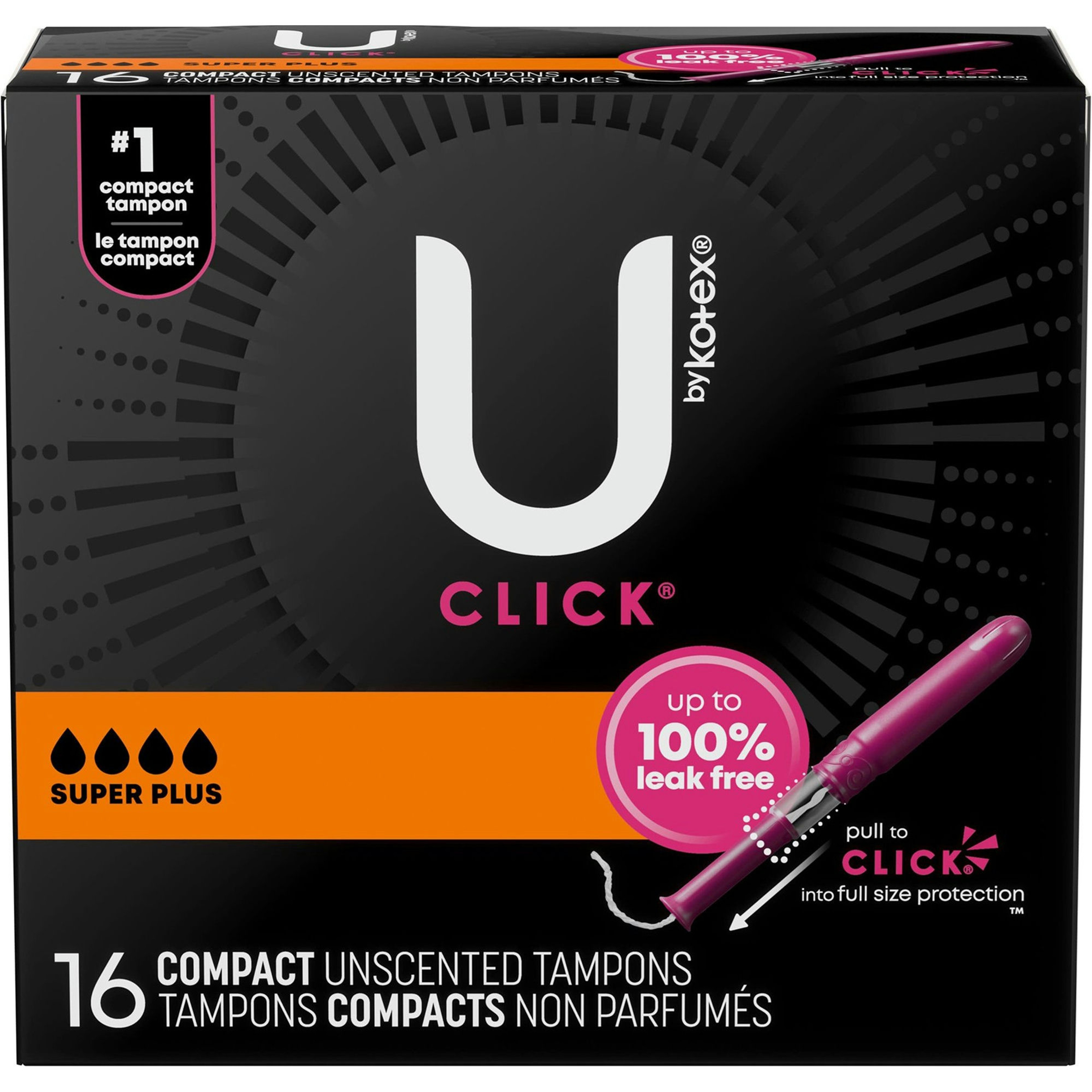 U by Kotex Click Compact Tampons, Super Plus Absorbency
