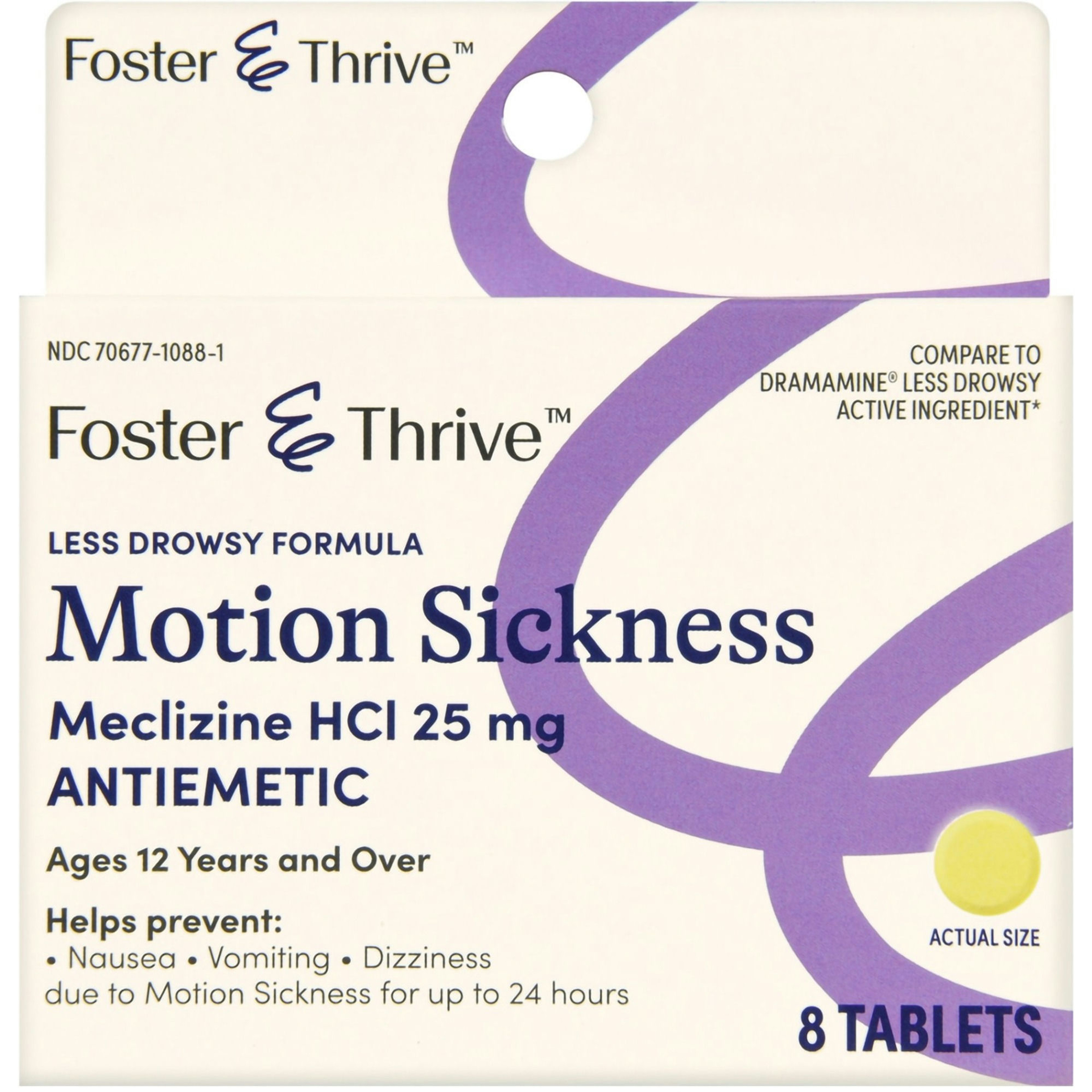 Foster & Thrive Motion Sickness Less Drowsy Formula Tablets, 25 mg