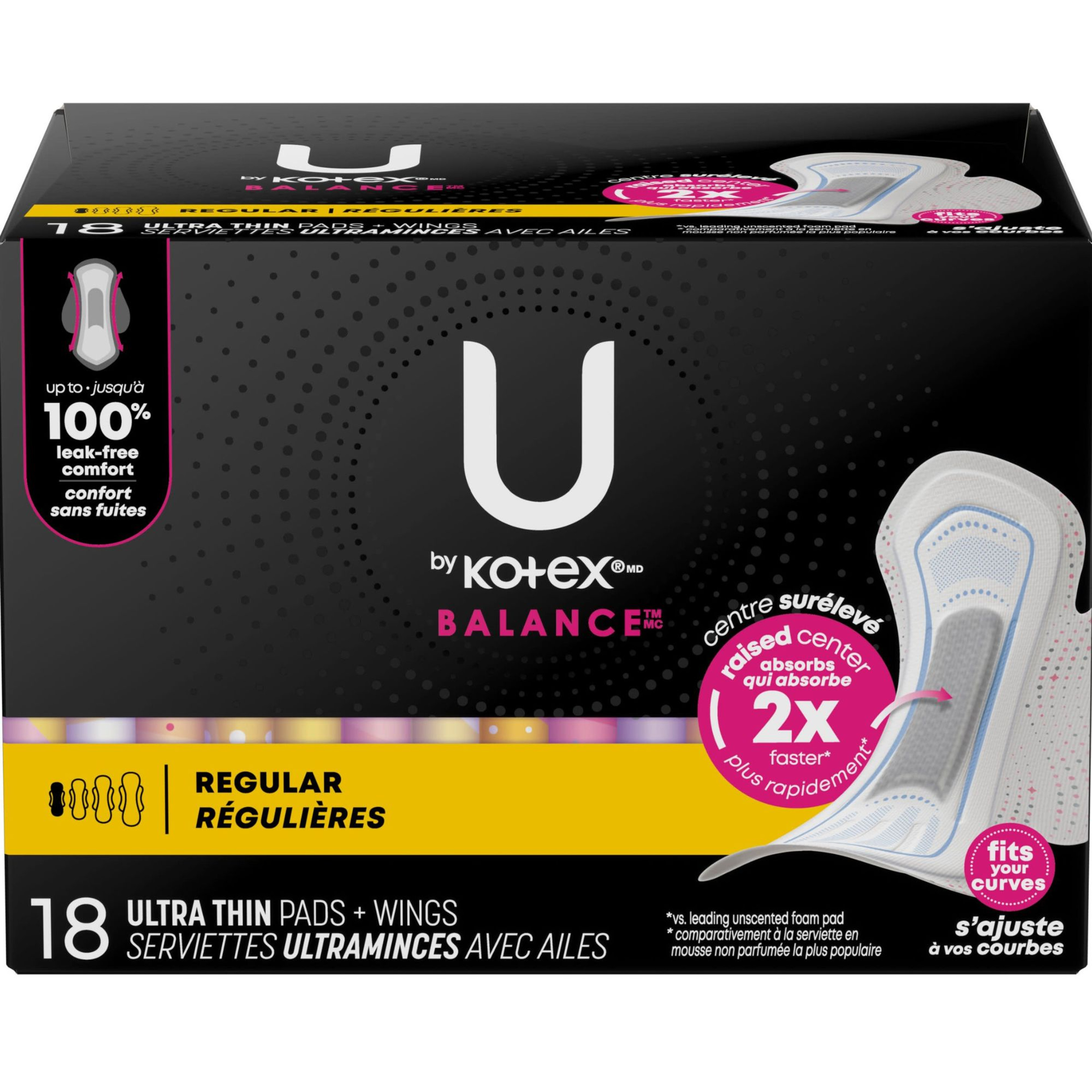 U by Kotex Balance Ultra Thin Pads with Wings, Regular Absorbency