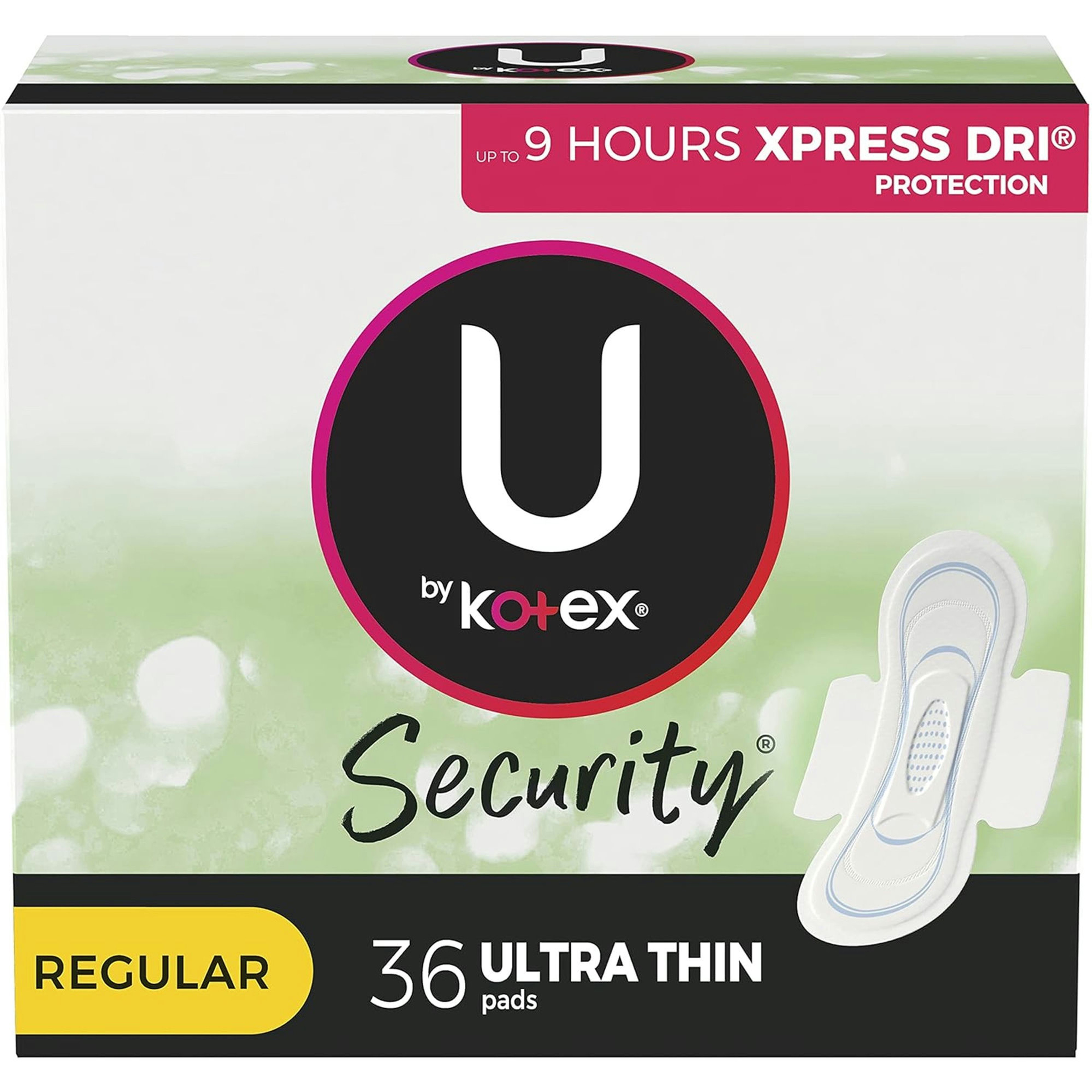 U by Kotex Security Ultra Thin Pads, Regular Absorbency