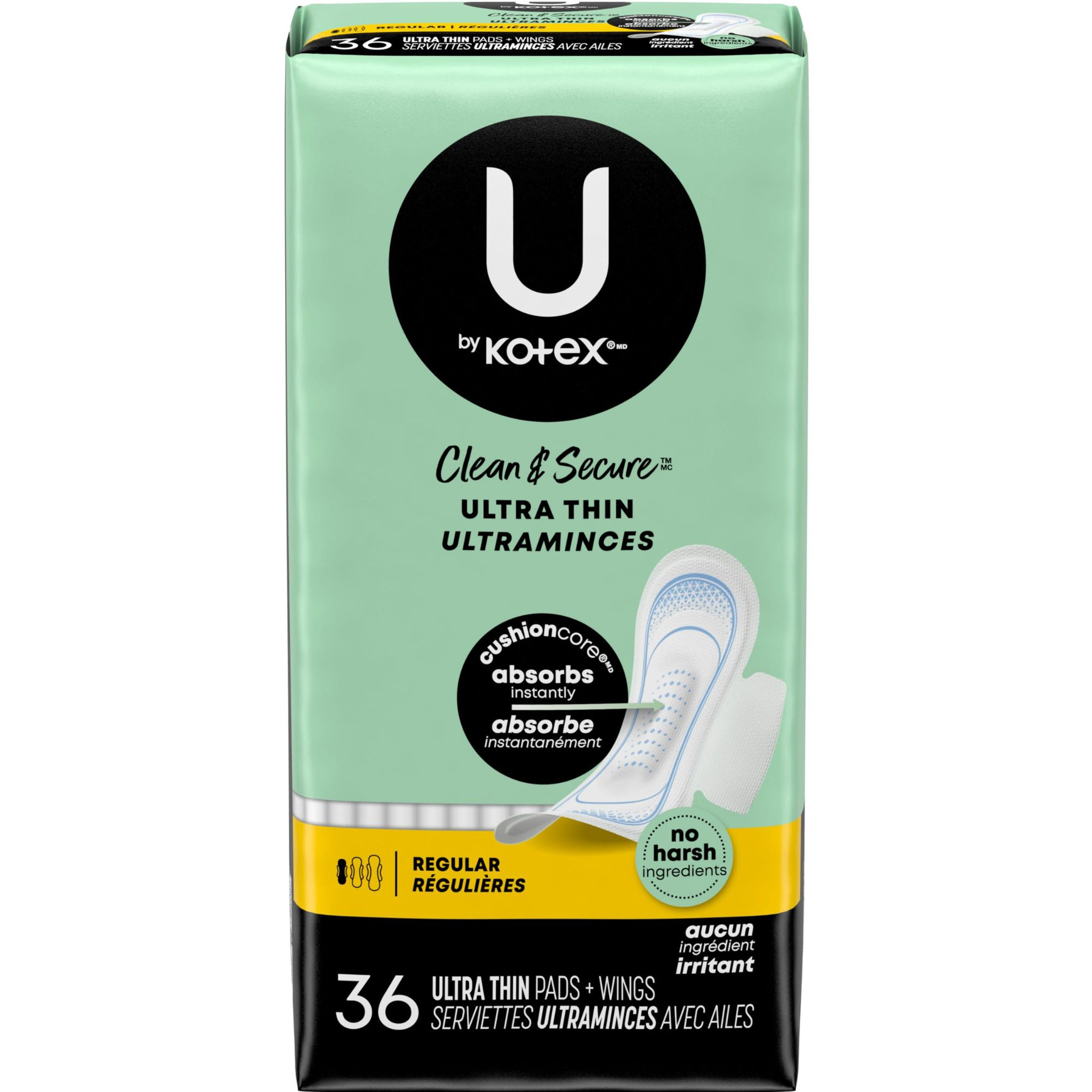 U by Kotex Security Ultra Thin Pads, Regular Absorbency