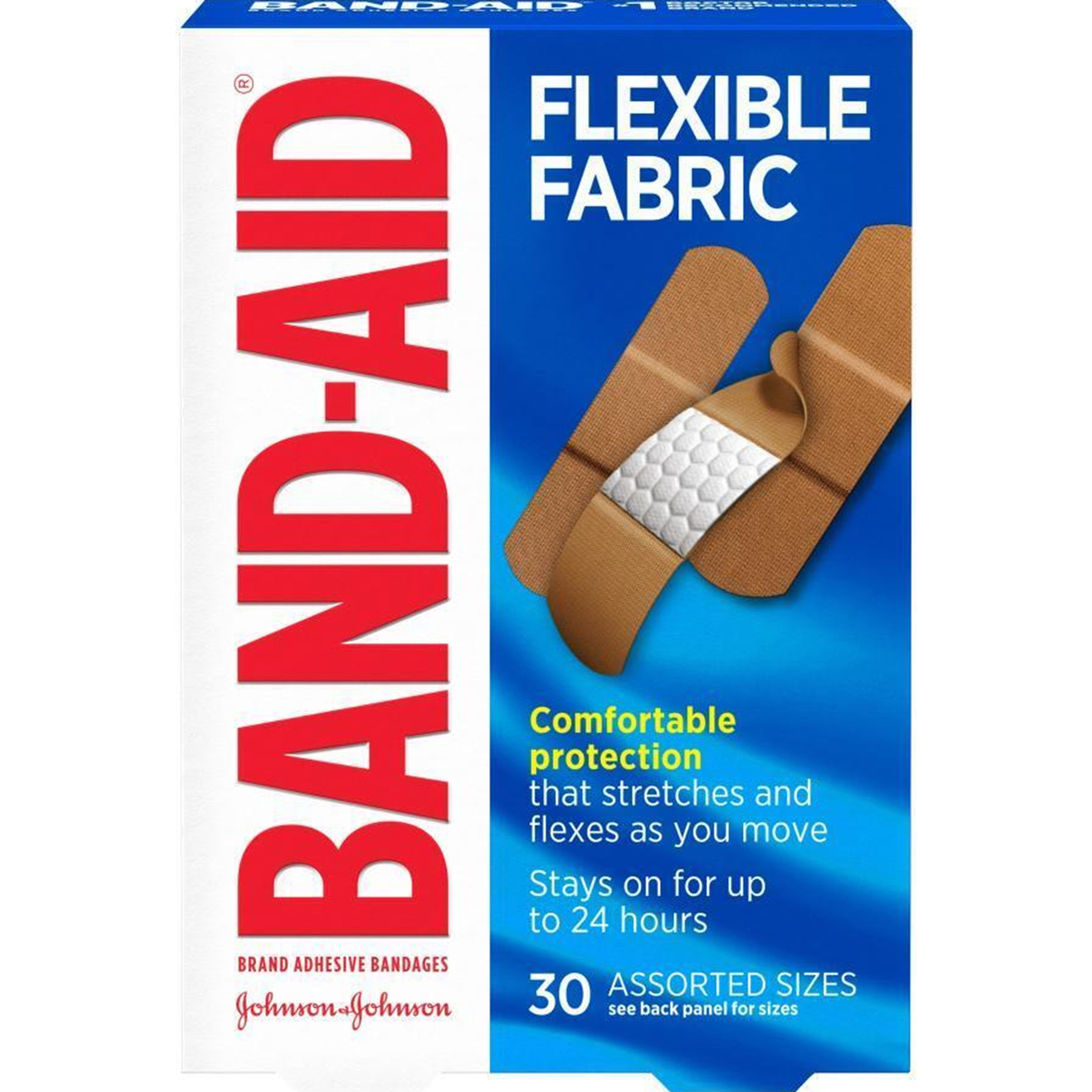 Band-Aid Adhesive Bandage, Flexible Fabric, Assorted