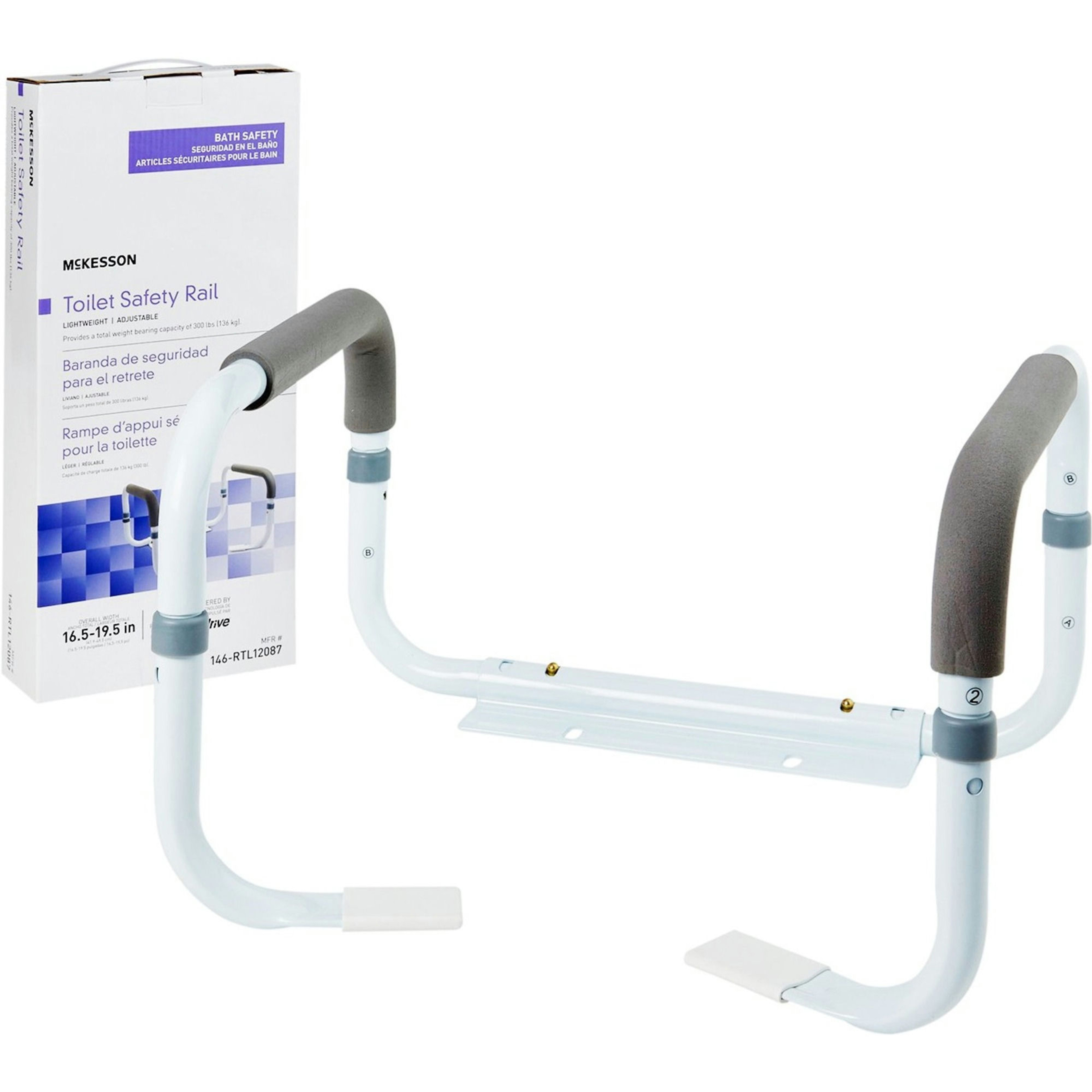 McKesson Toilet Safety Rail, White Steel