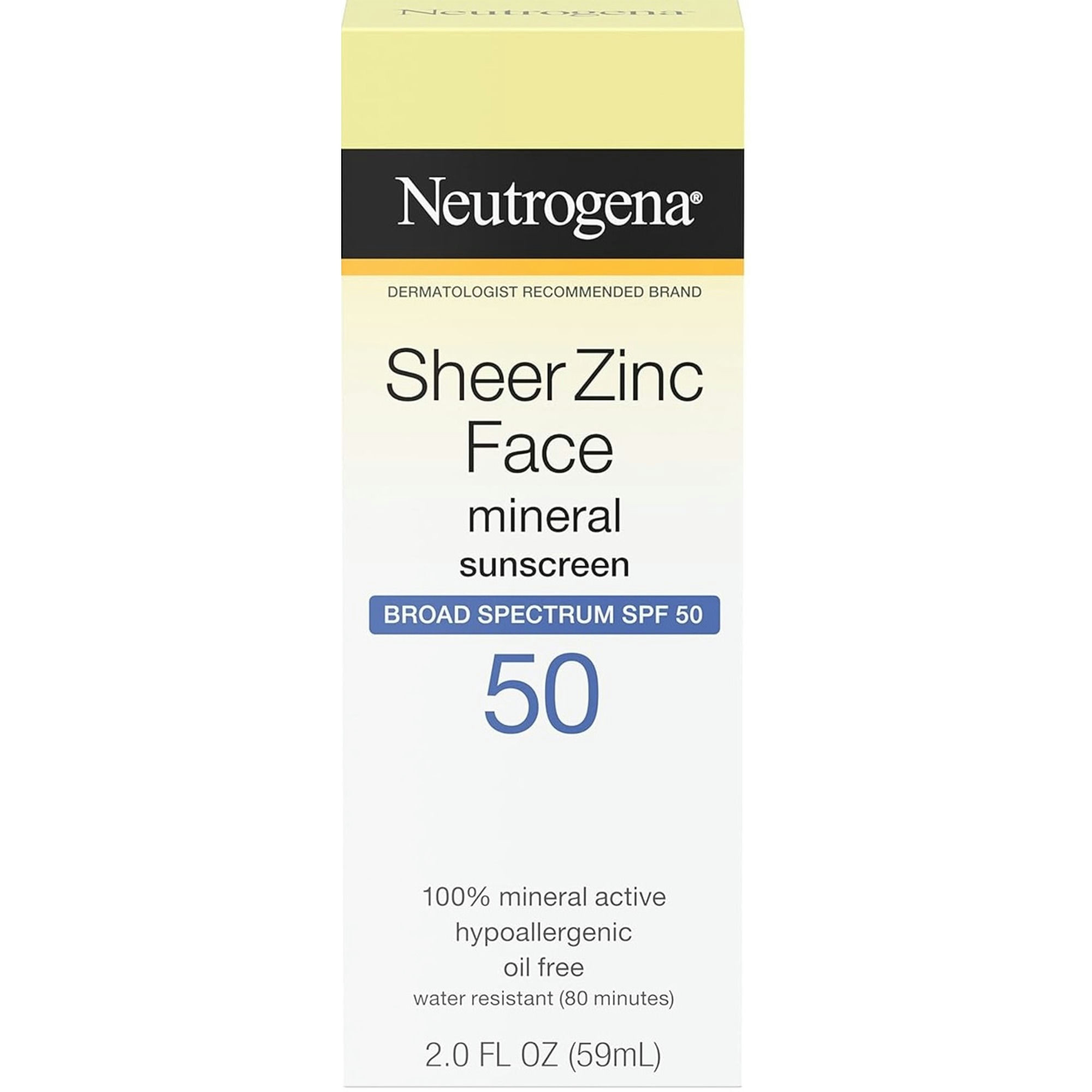 Neutrogena Sheer Zinc Face Mineral Sunscreen Lotion, SPF 50