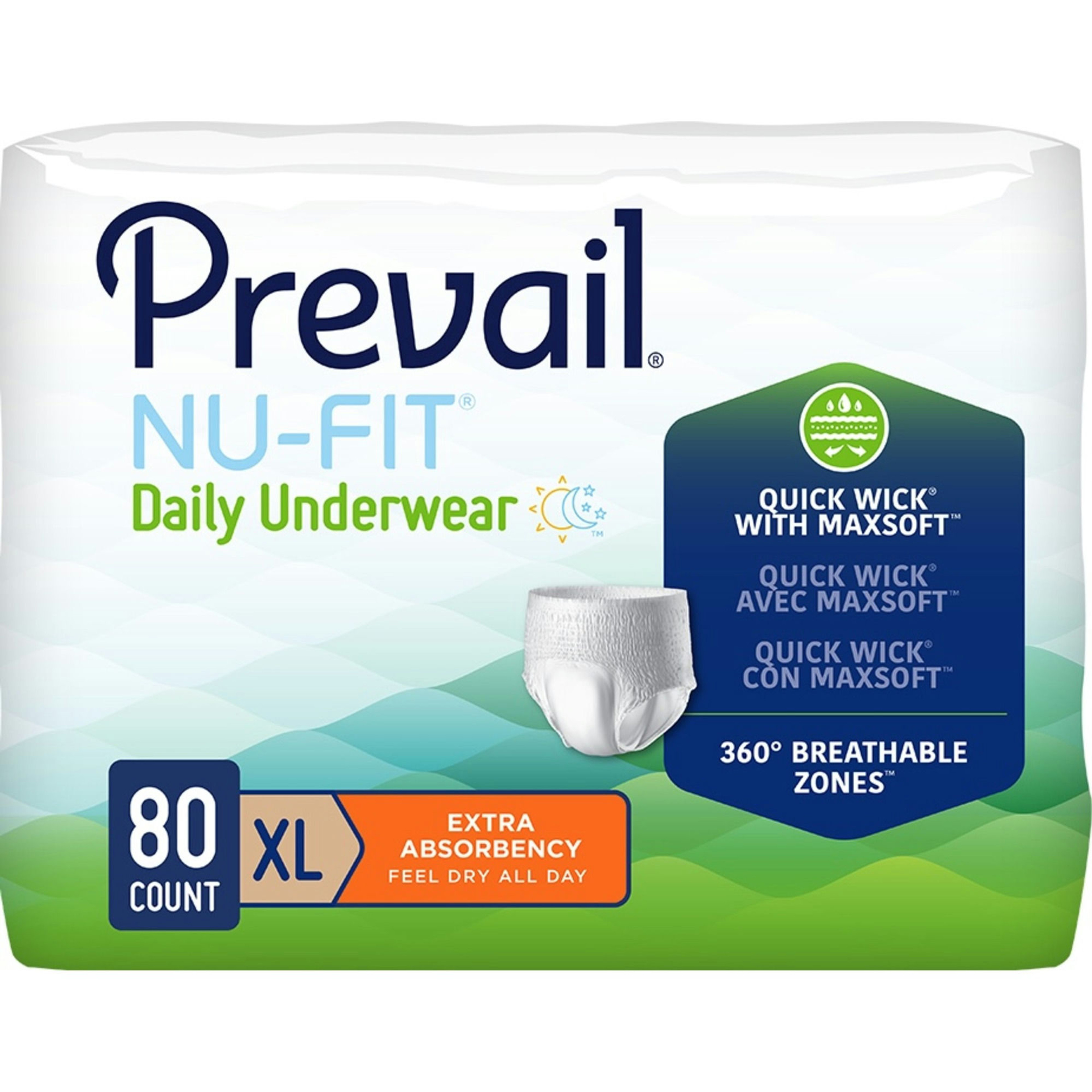 Prevail Nu-Fit Daily Adult Incontinence Pull-On Underwear, Extra Absorbency