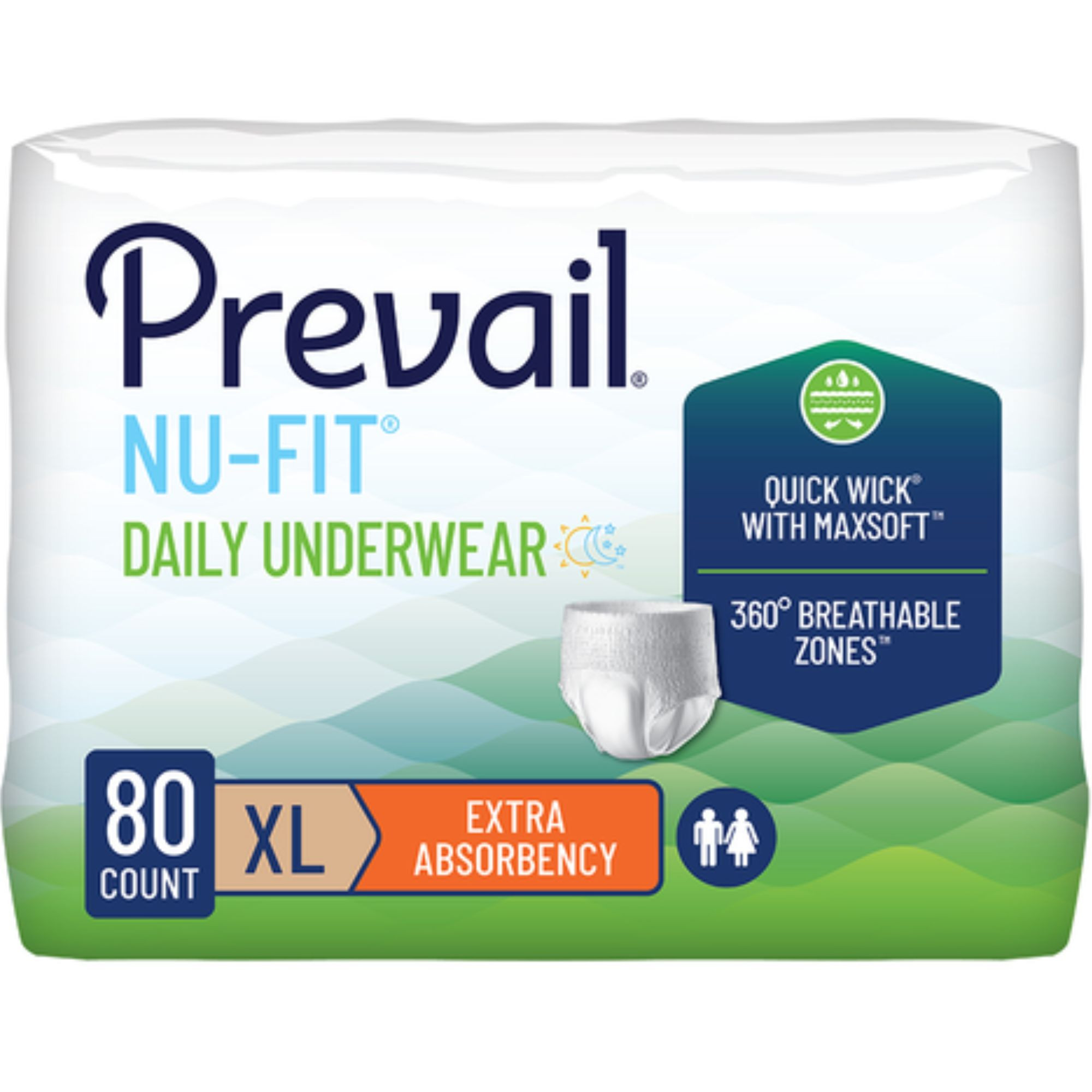 Prevail Nu-Fit Daily Adult Incontinence Pull-Up Underwear, Extra Absorbency