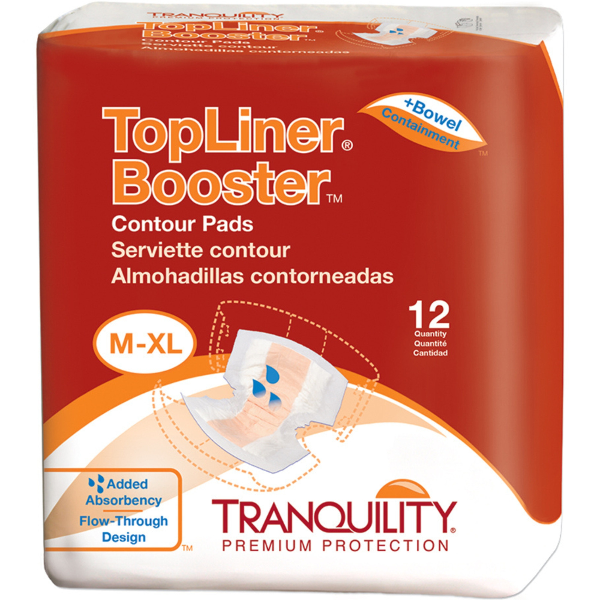 Tranquility TopLiner Disposable Absorbent Booster Contour Pads, Maximum Absorbency
