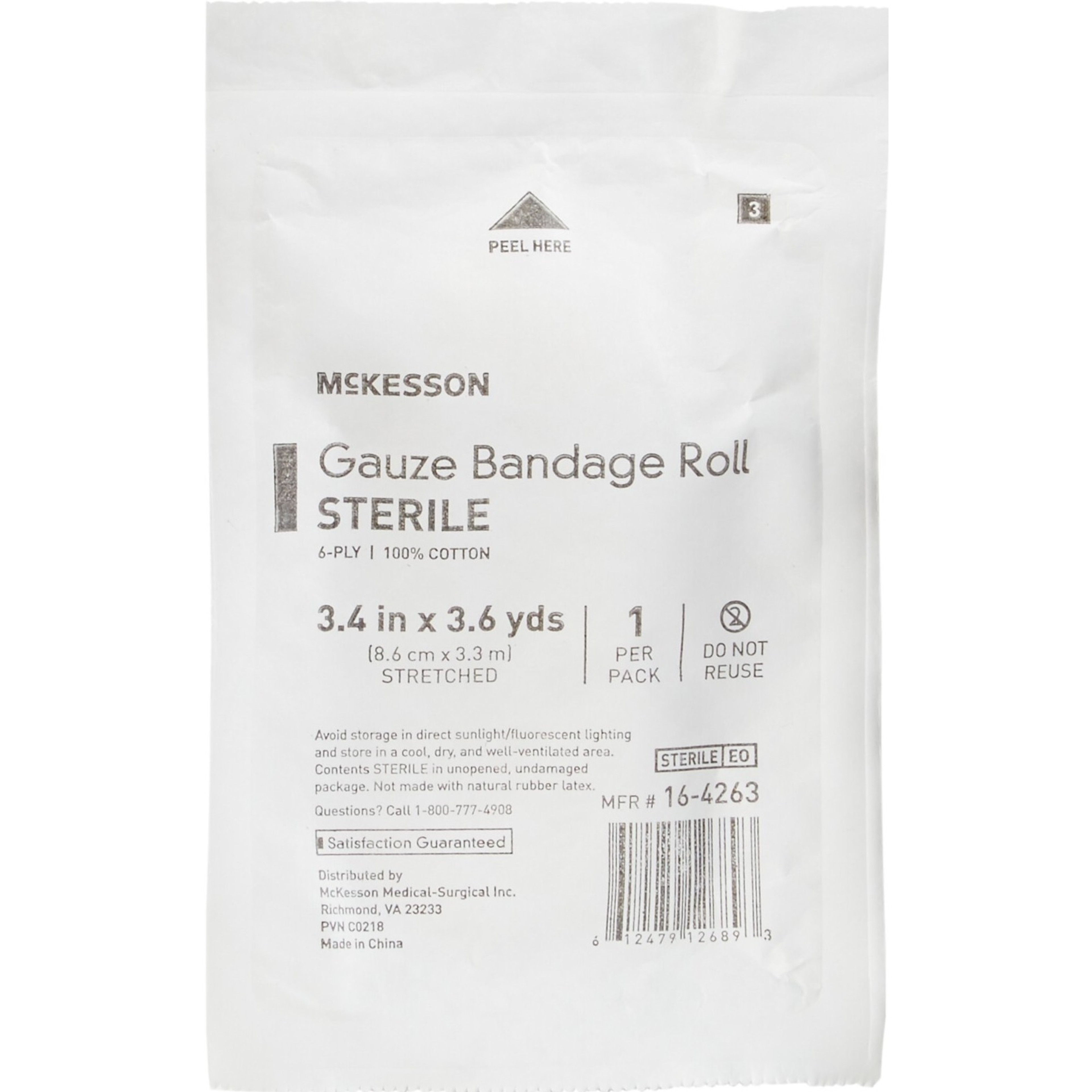 McKesson 6-Ply Gauze Bandage Roll, Sterile