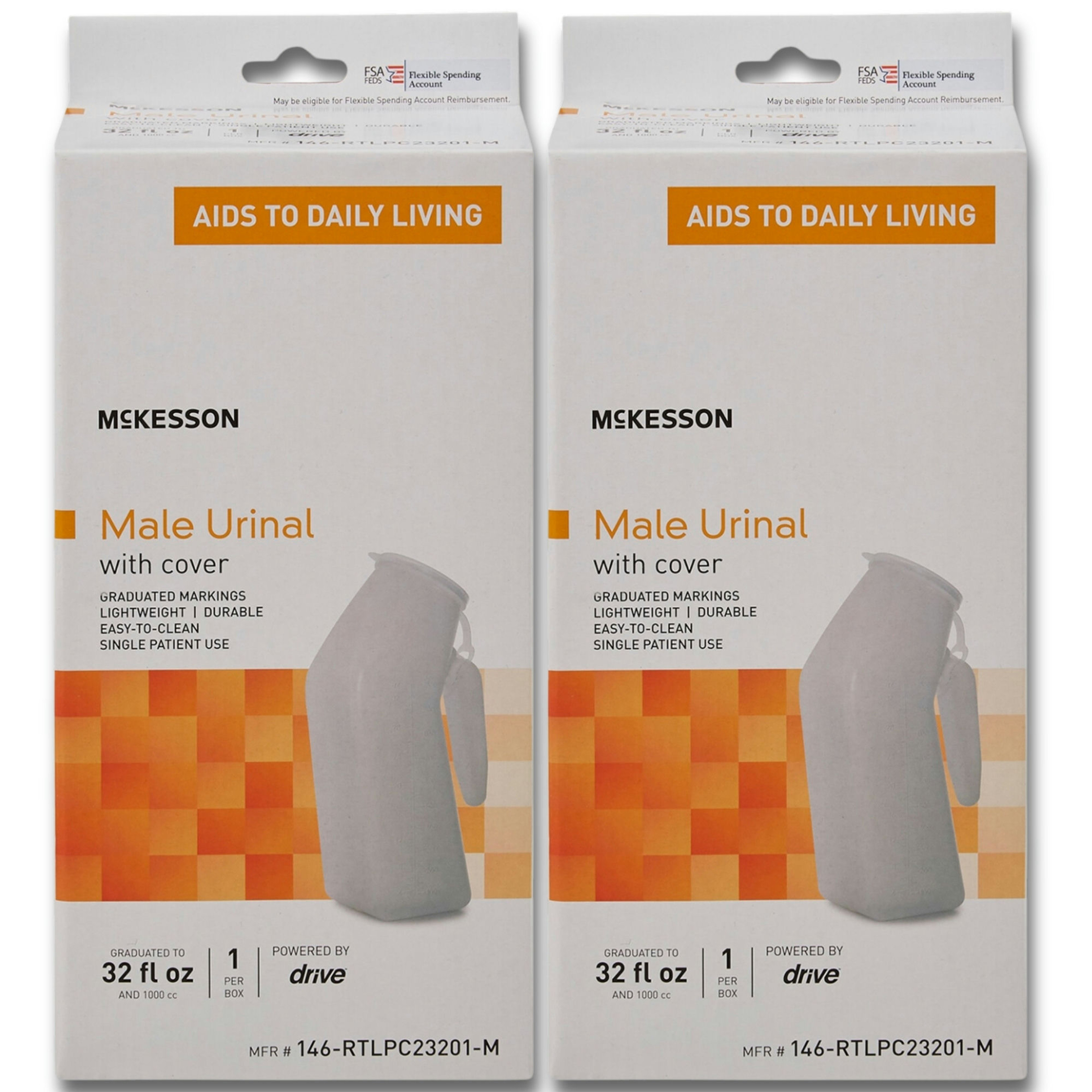 McKesson Male Urinal with Cover, 32 oz.