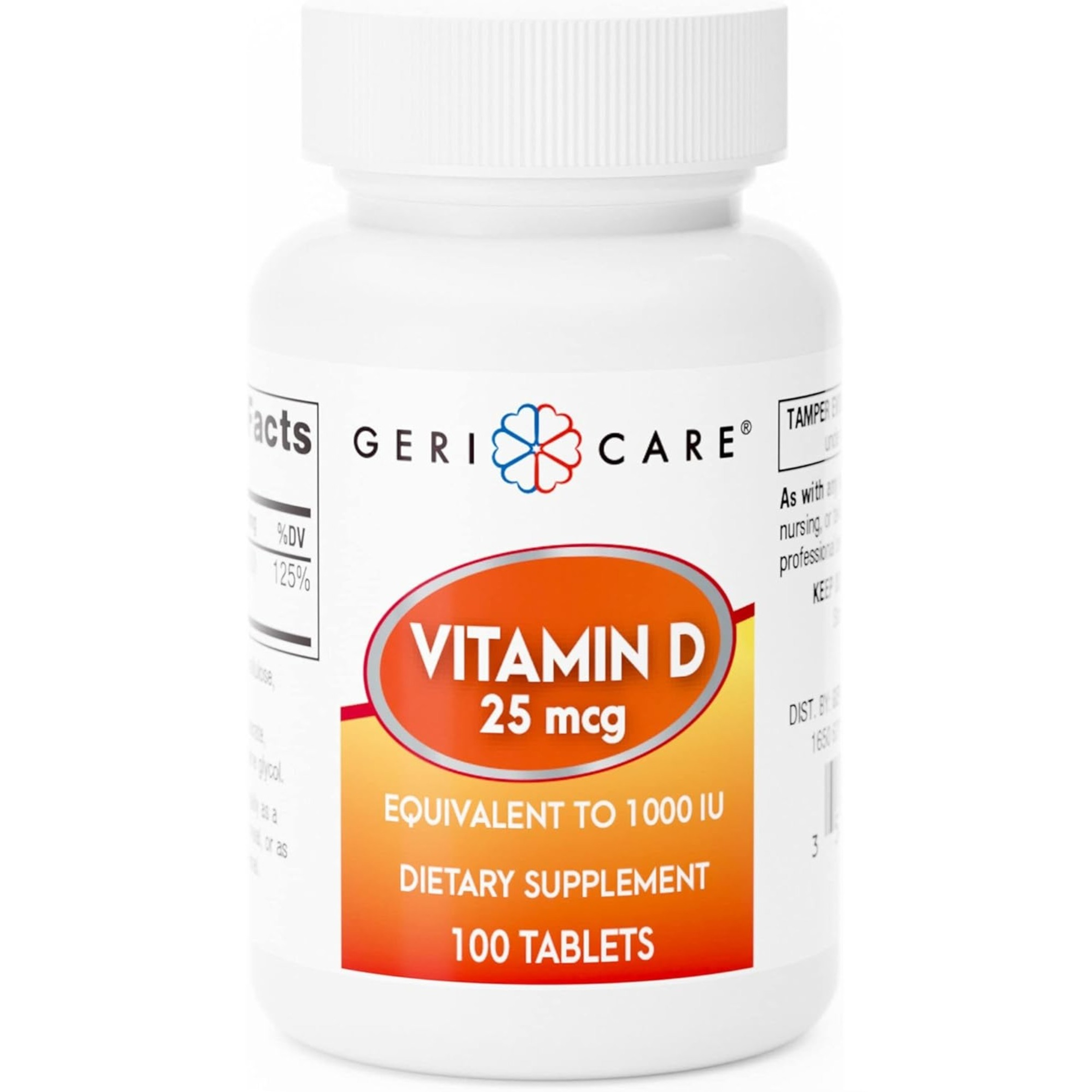 Geri-Care Vitamin D3 Tablets, 1000 IU Strength, 100 Per Bottle