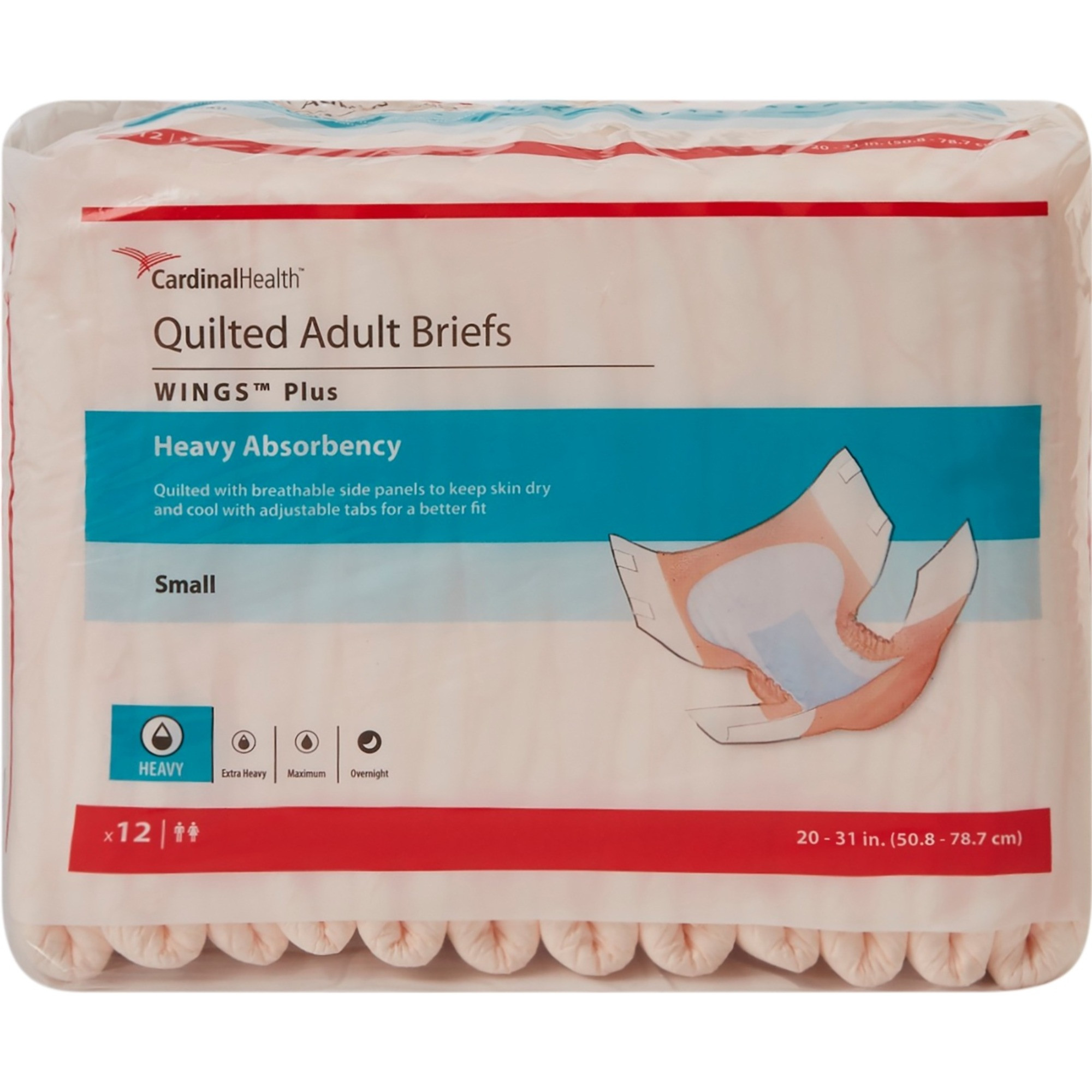 Wings Plus Quilted Adult Briefs, Heavy Absorbency
