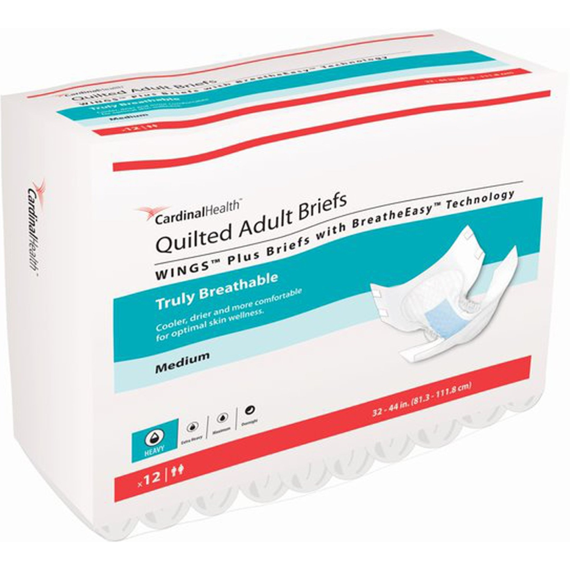 Wings Plus Quilted Adult Briefs with BreatheEasy Technology, Heavy Absorbency
