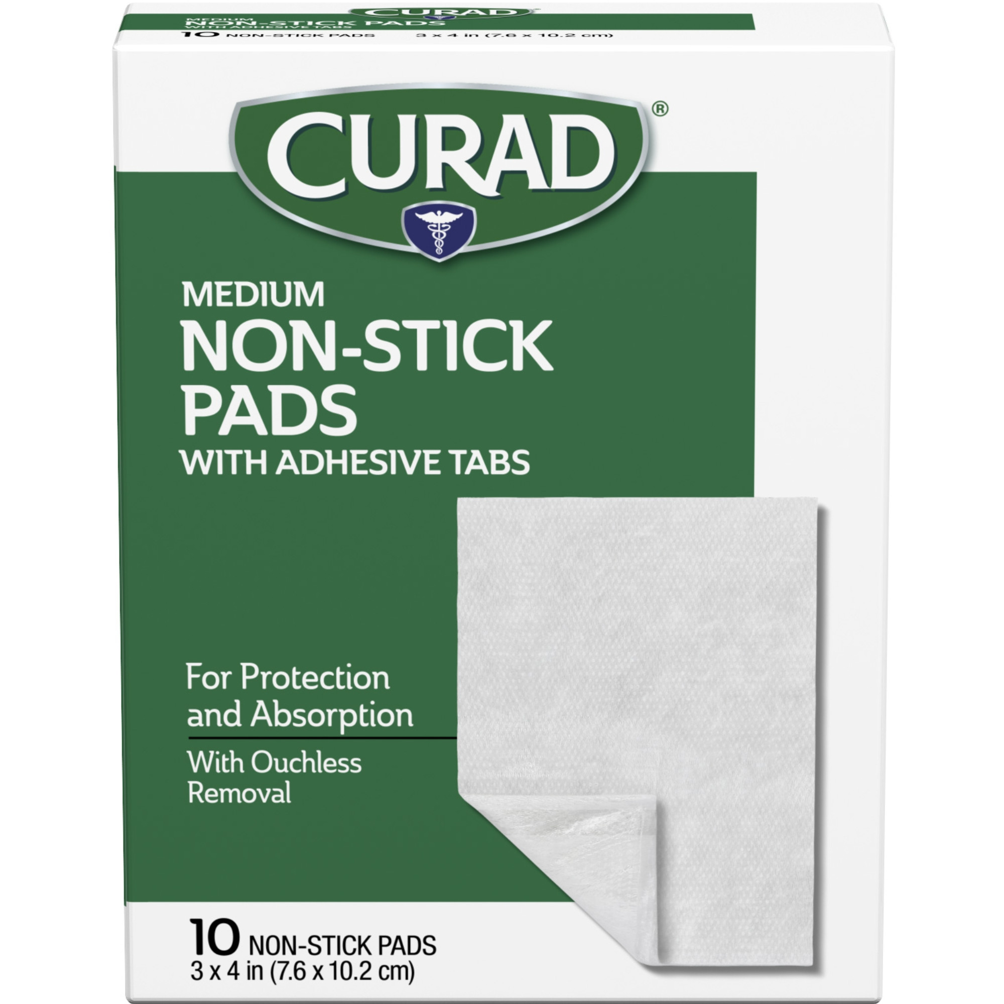 Curad Non-Stick Pads with Adhesive Strips, Medium