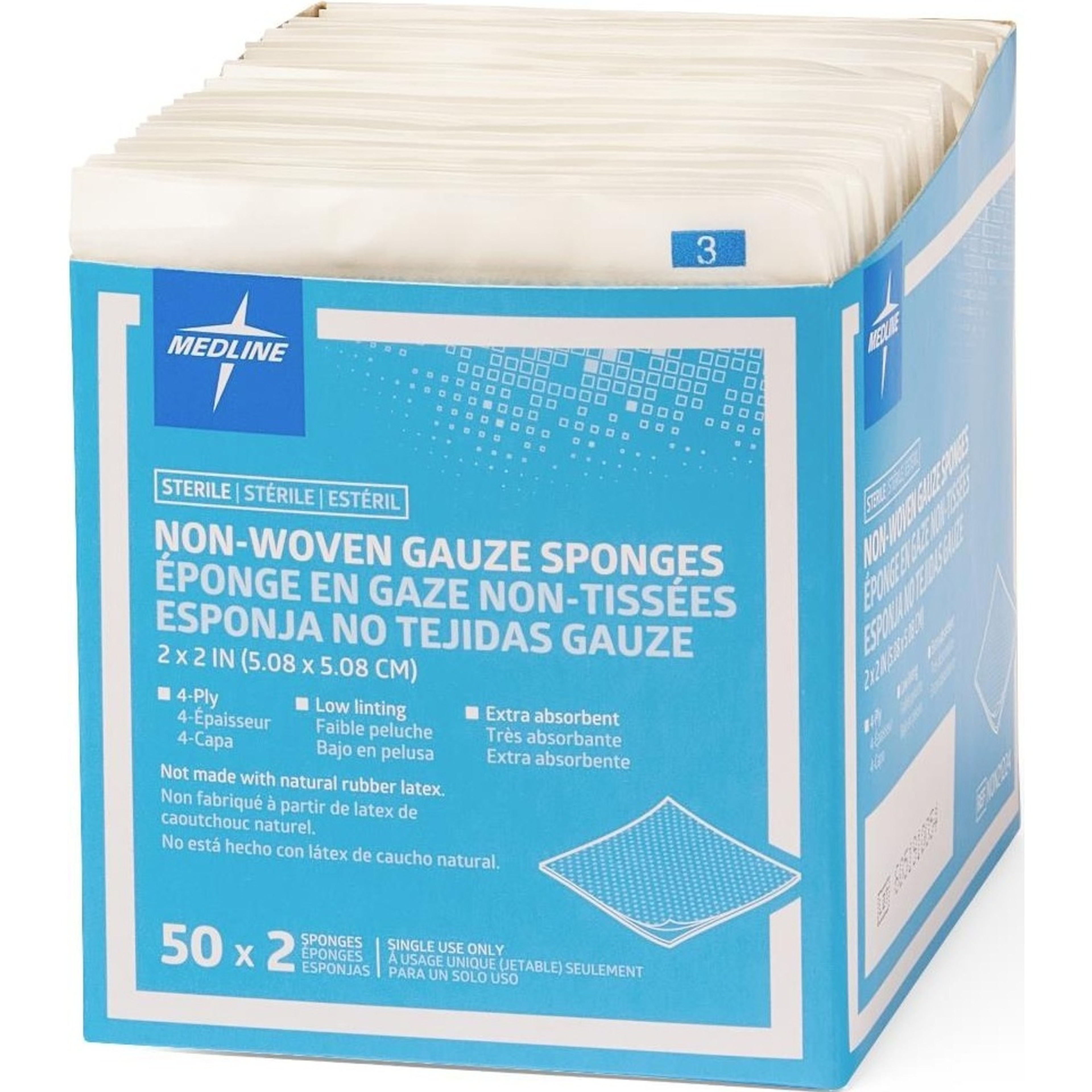 Medline Non-Woven 4-Ply Gauze Sponges, Sterile