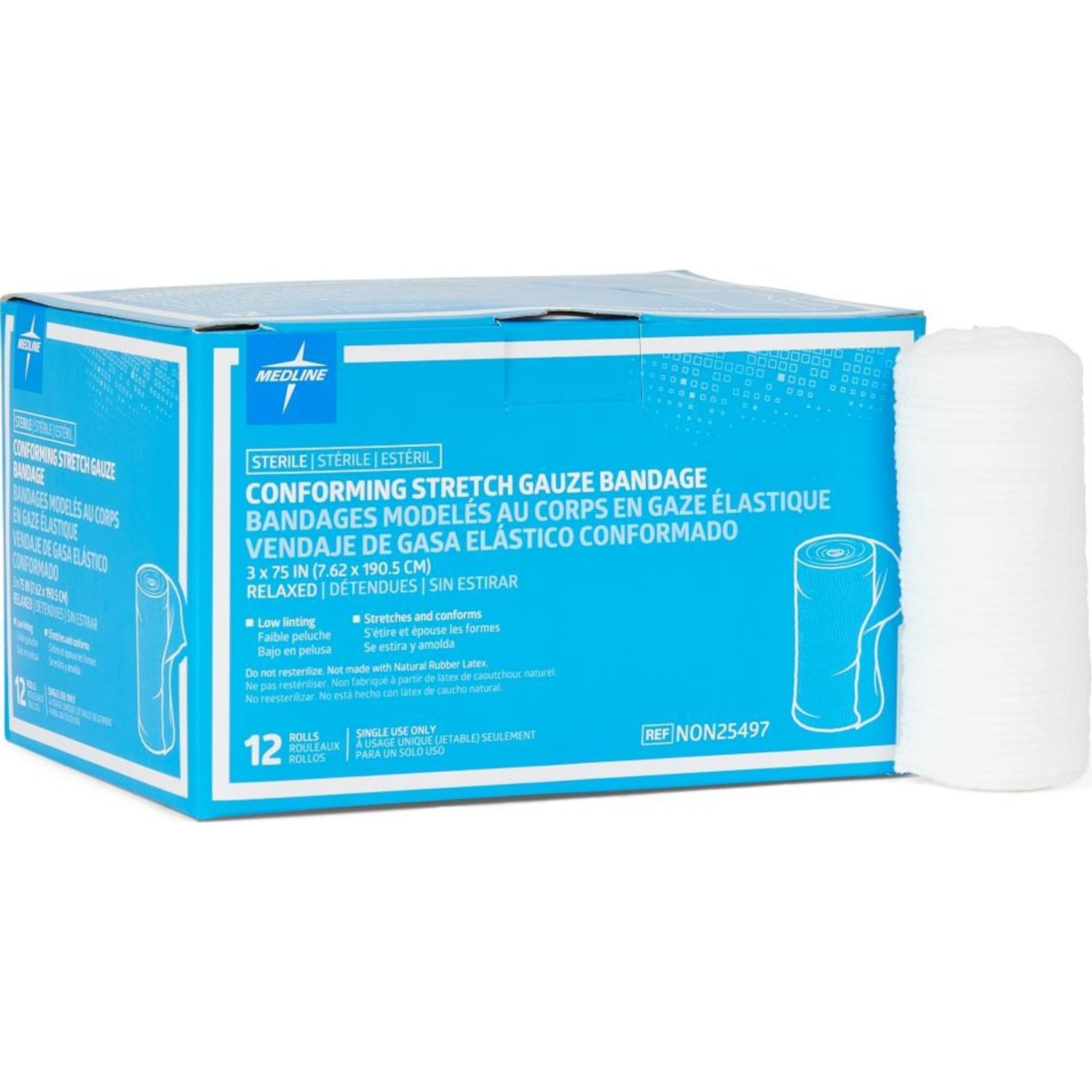Medline Conforming Stretch Gauze Bandages, Sterile