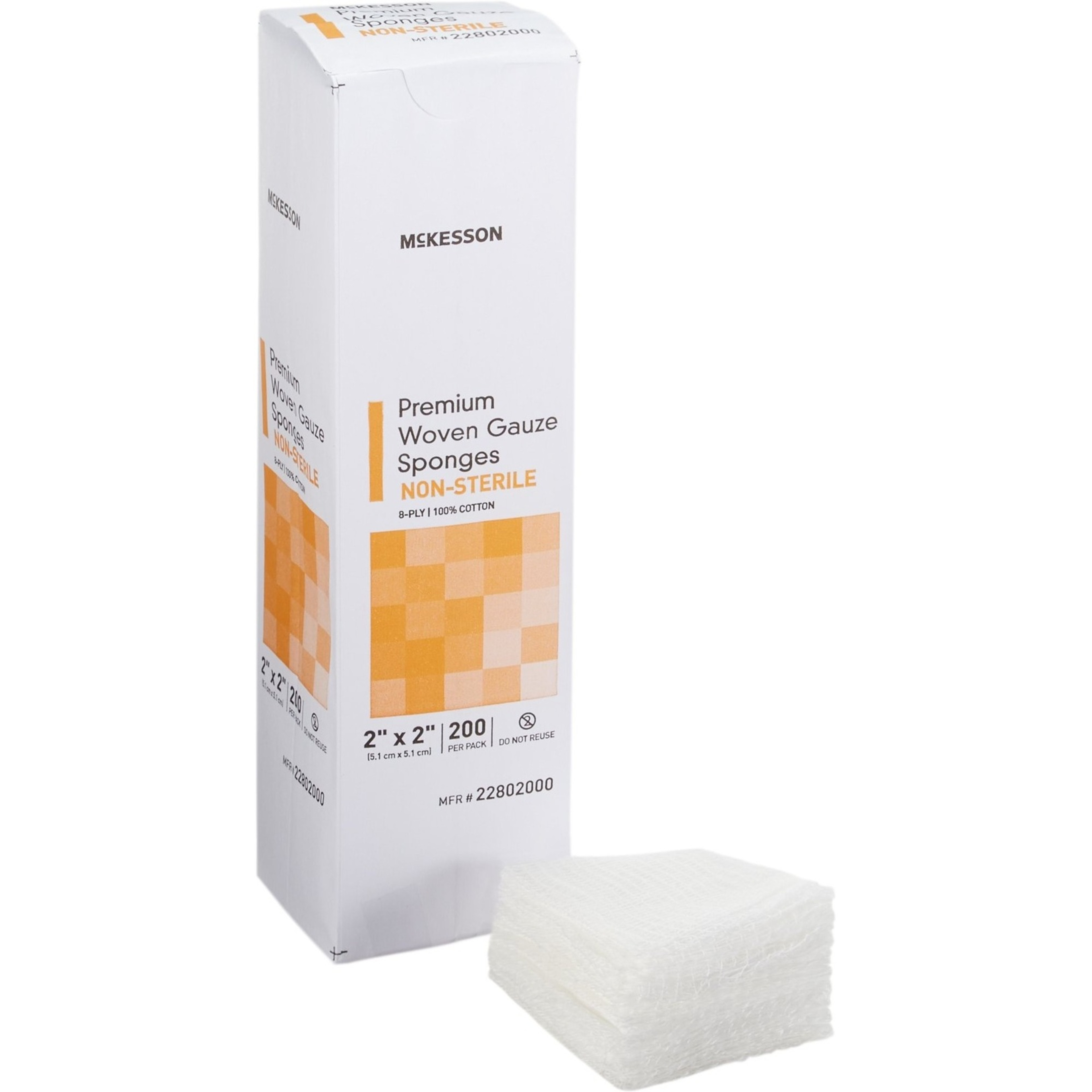 McKesson 8-Ply Premium Woven Gauze Sponges, Non-Sterile, 2 X 2 inches