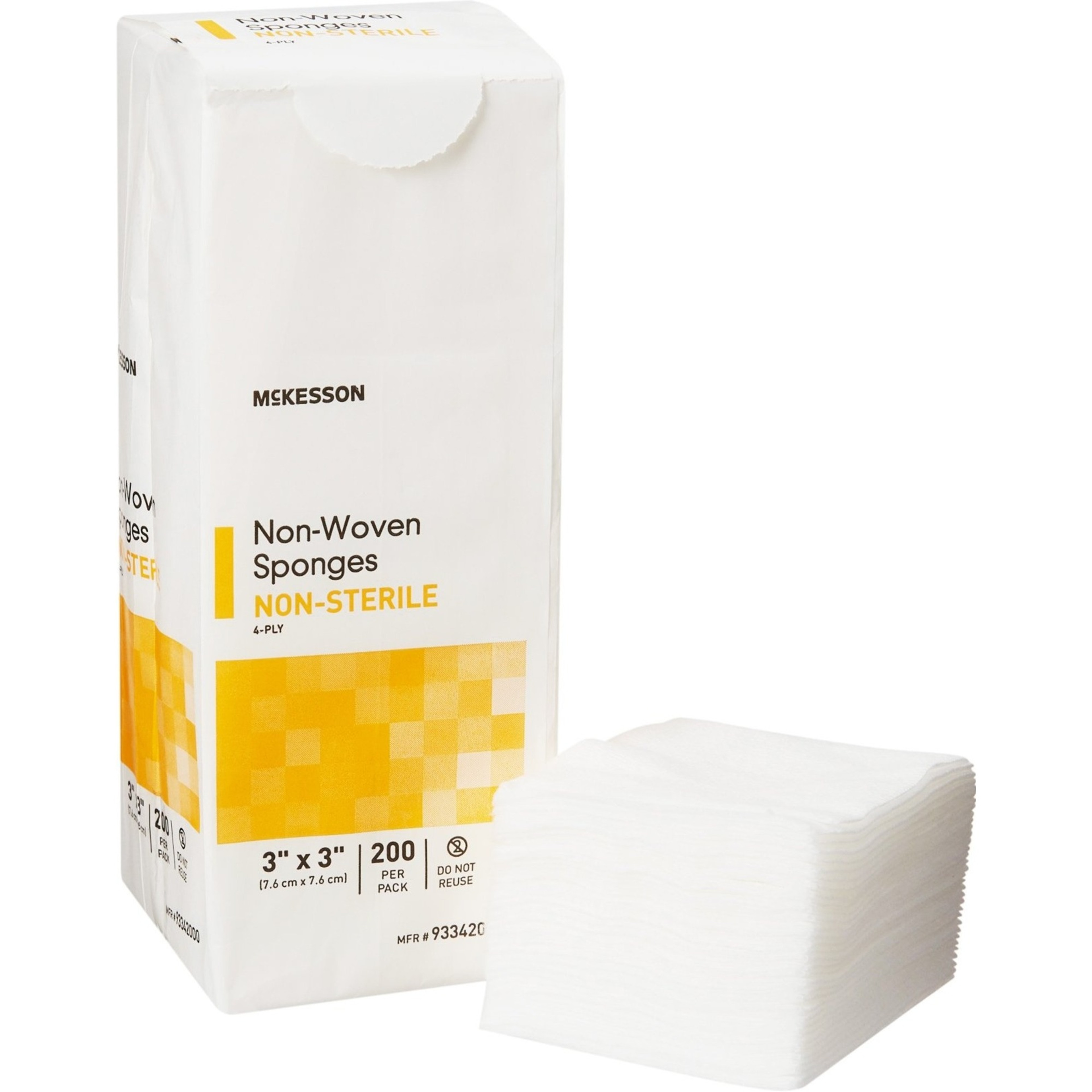 McKesson 4-Ply Non-Woven Sponges, Non-Sterile, 3 X 3 inches