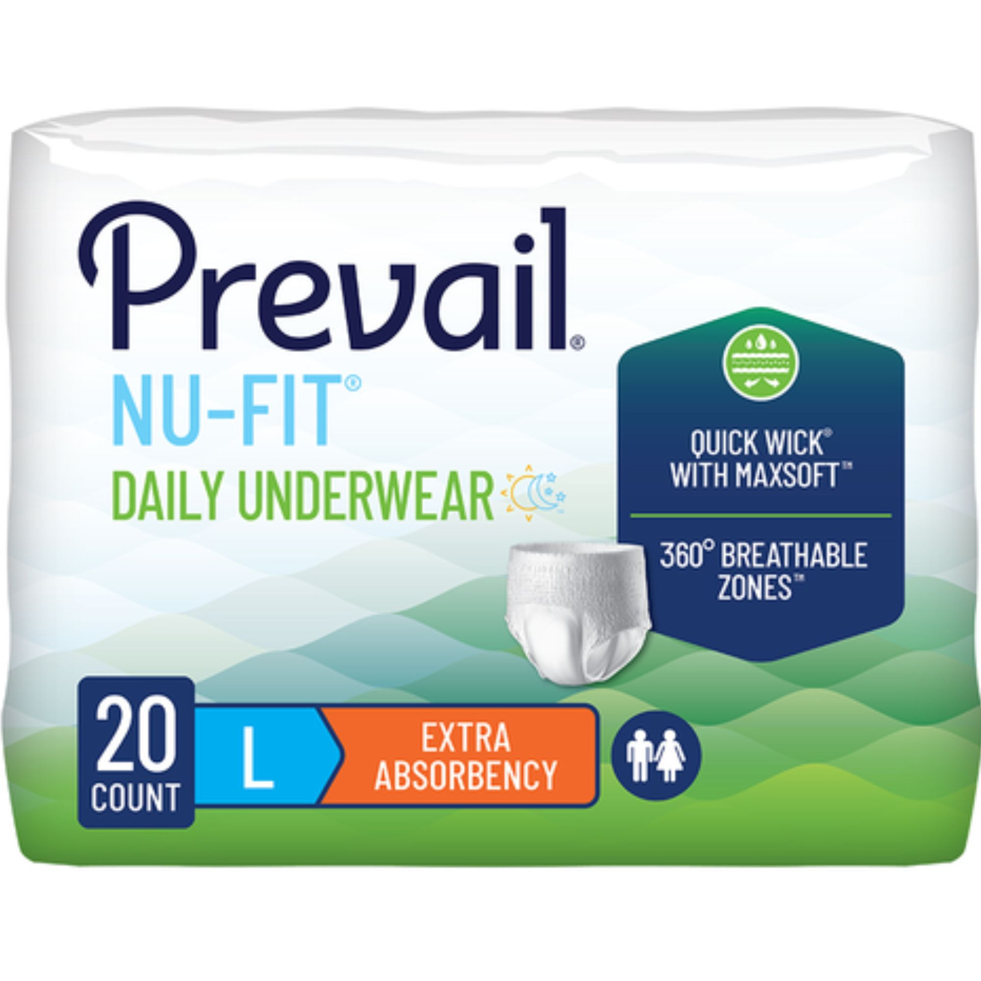 Prevail Nu-Fit Daily Adult Incontinence Pull-Up Underwear, Extra Absorbency