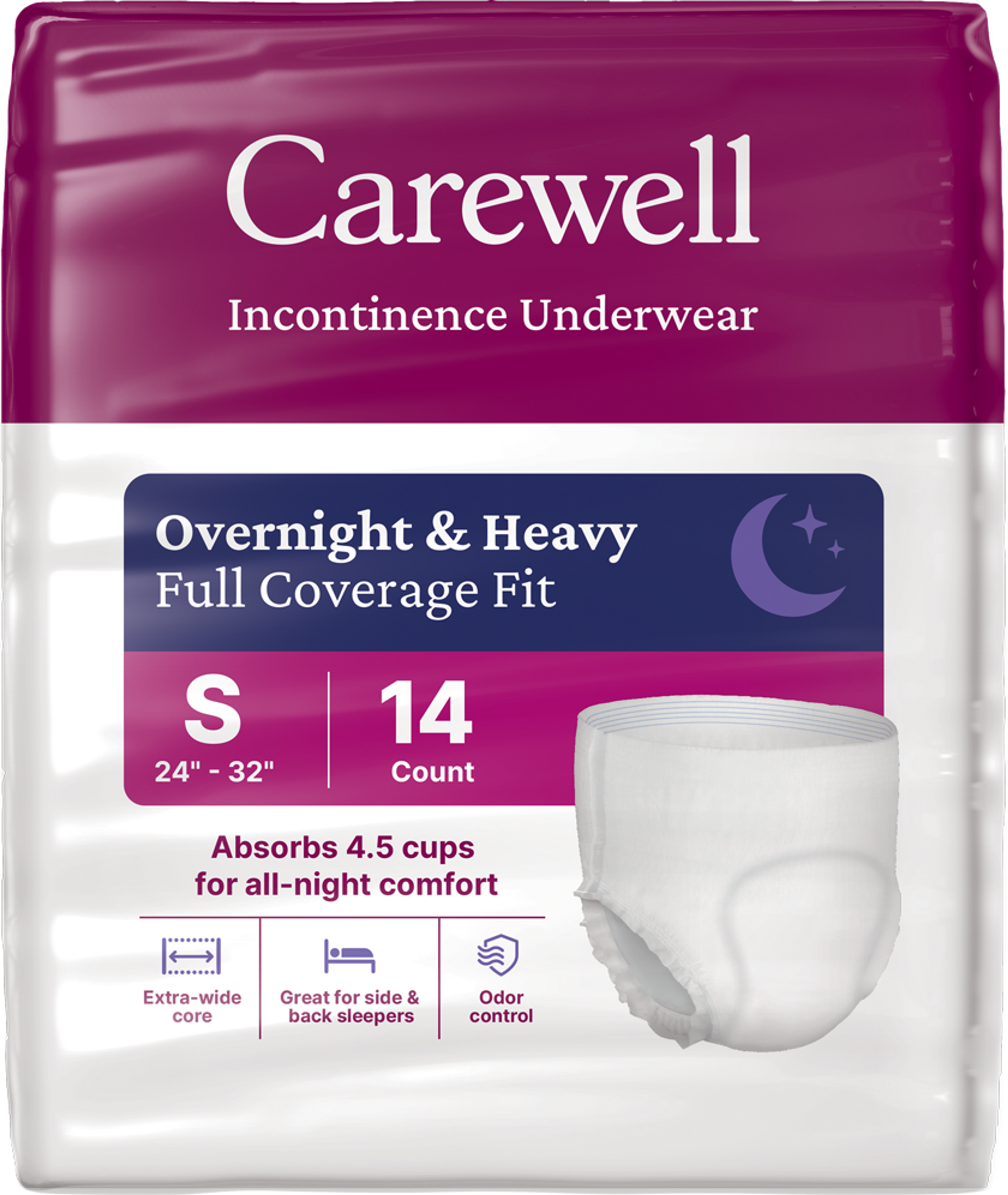 Carewell Incontinence Underwear Overnight & Heavy Full Coverage Fit