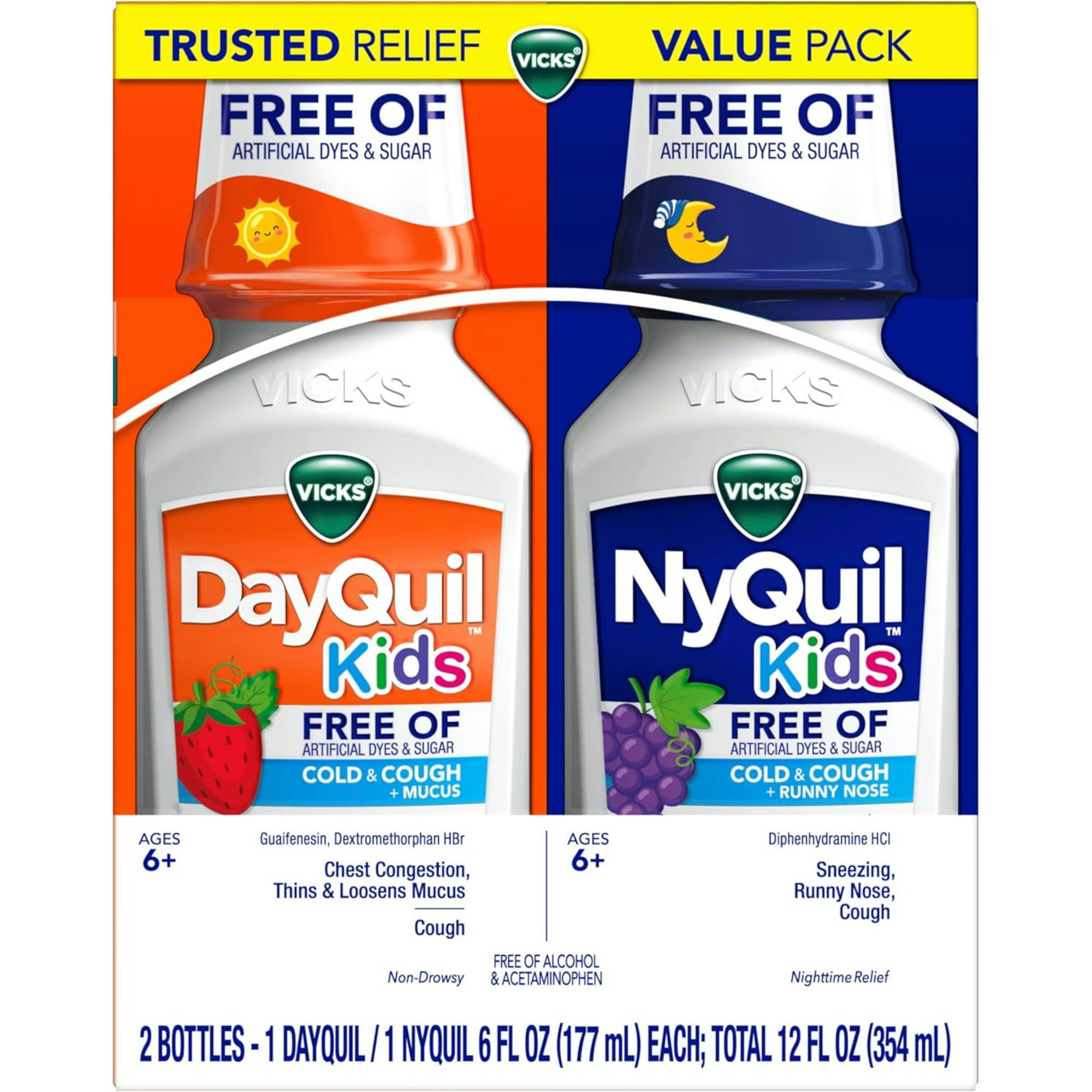 Vicks Kids DayQuil & NyQuil Cold and Cough Relief, Dye & Sugar Free