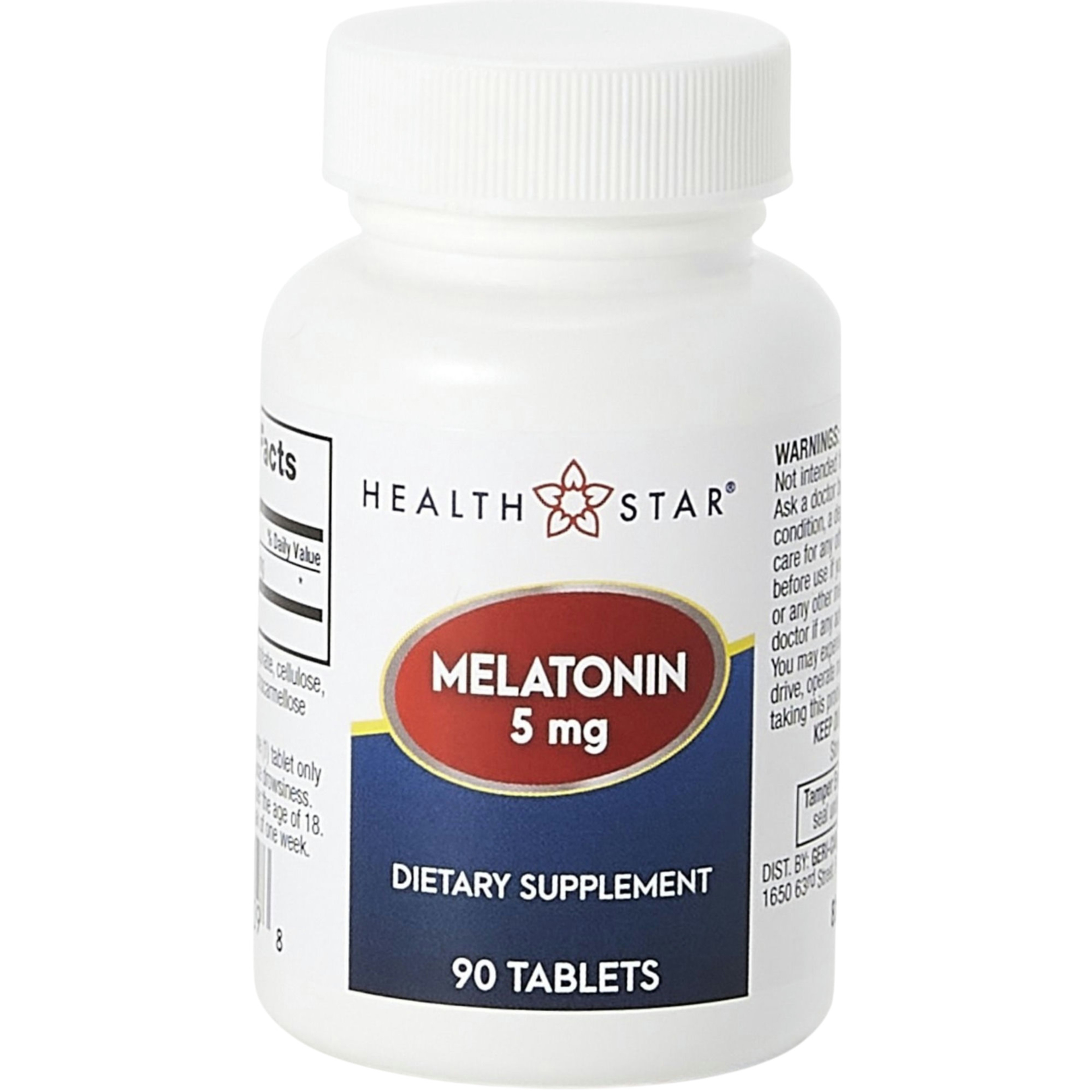 HealthStar Melatonin Dietary Supplement, 5 mg, 90 Tablets