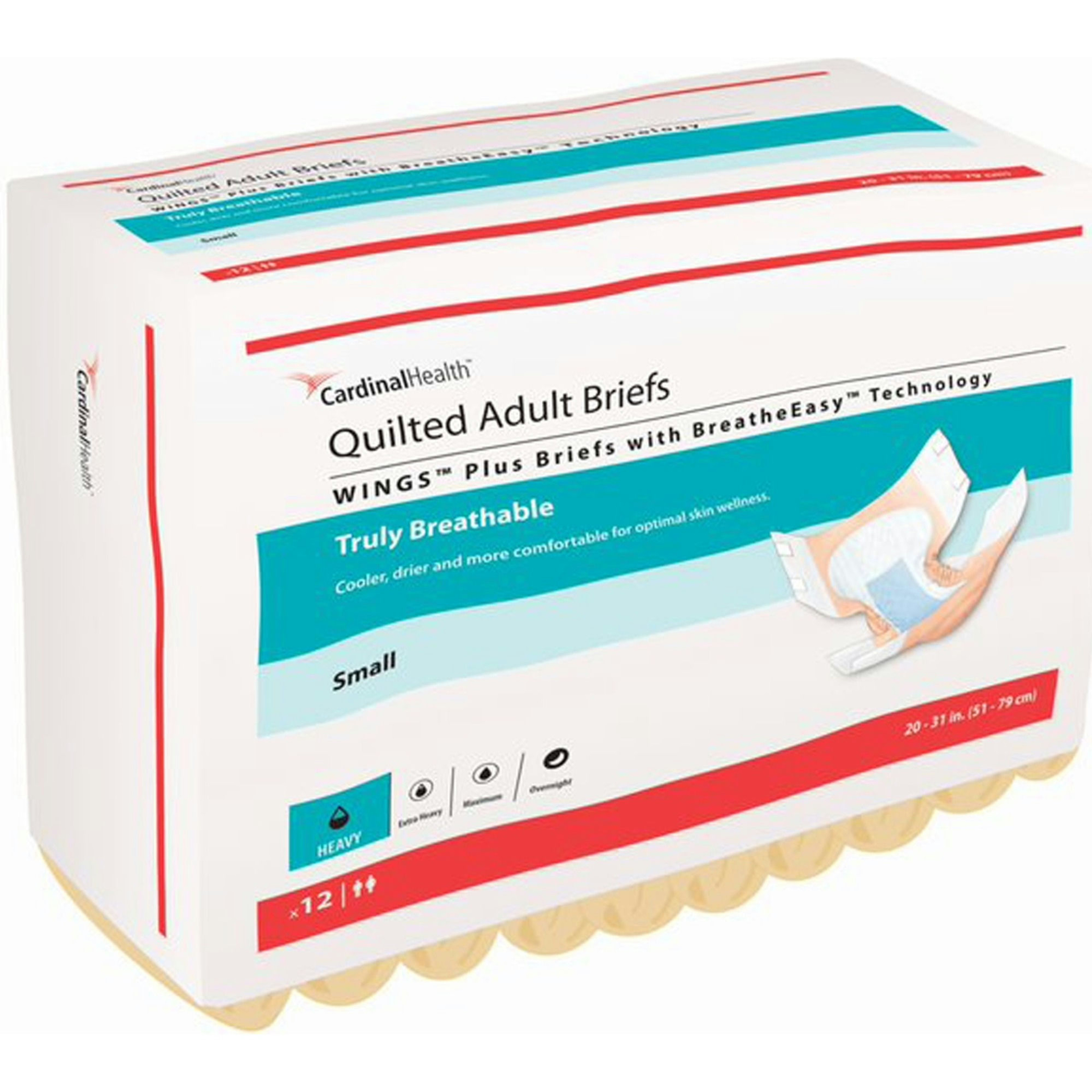 Wings Plus Quilted Adult Briefs with BreatheEasy Technology, Heavy Absorbency