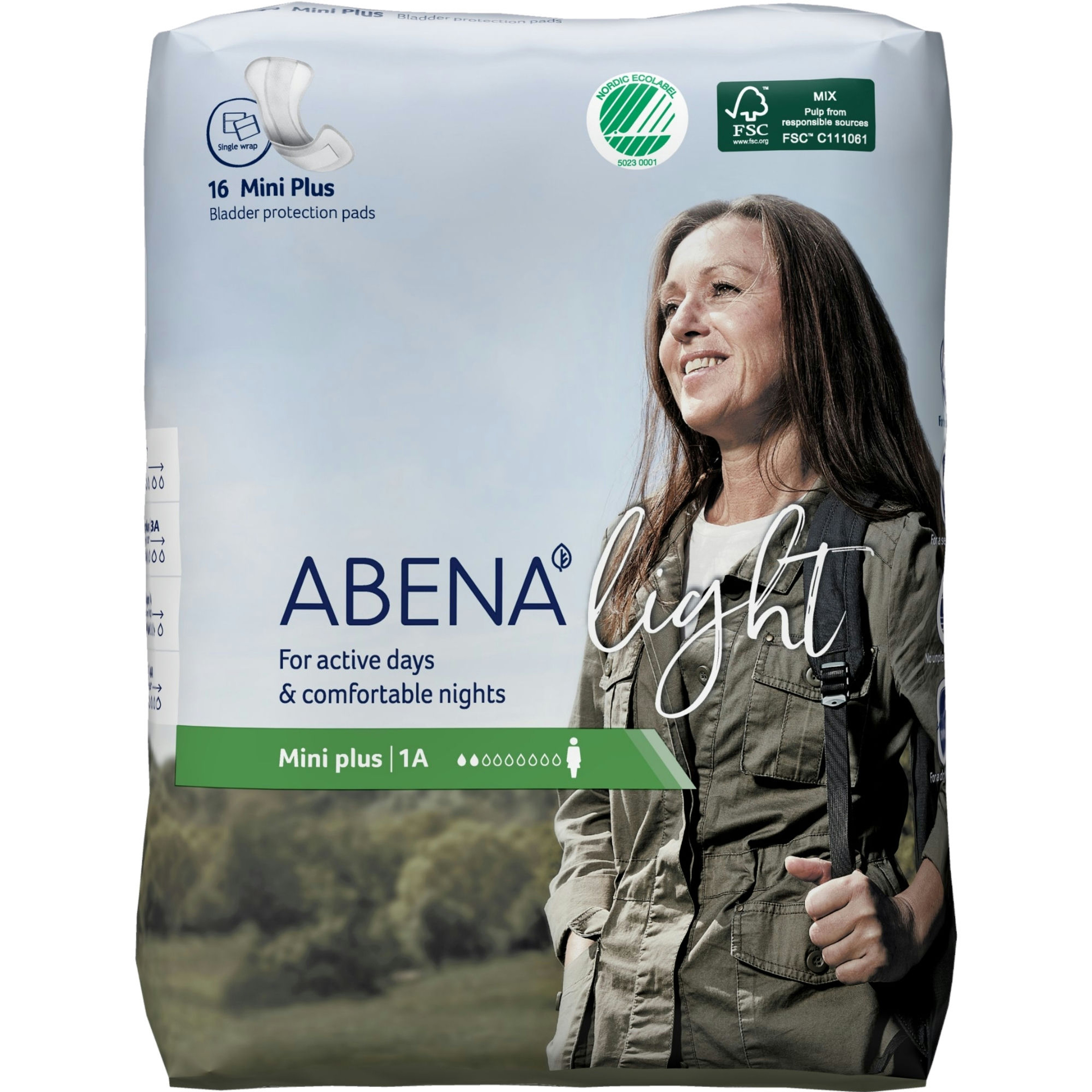 Abena Light Mini Plus Disposable Unisex Adult Bladder Control Pad, Light Absorbency