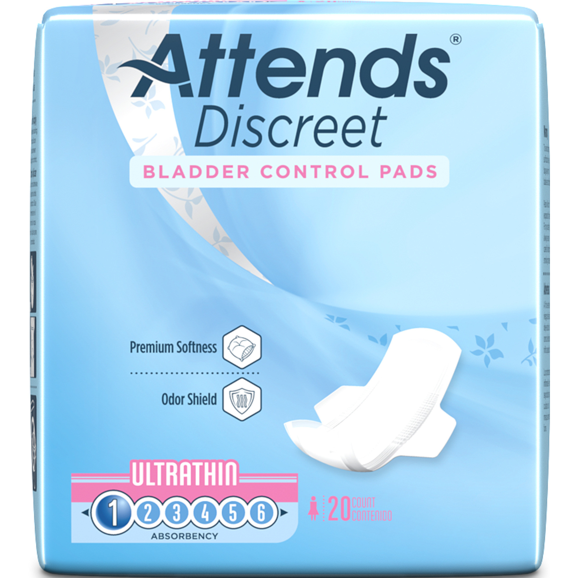 Attends Discreet Women's Incontinence Ultra Thin Bladder Control Pads