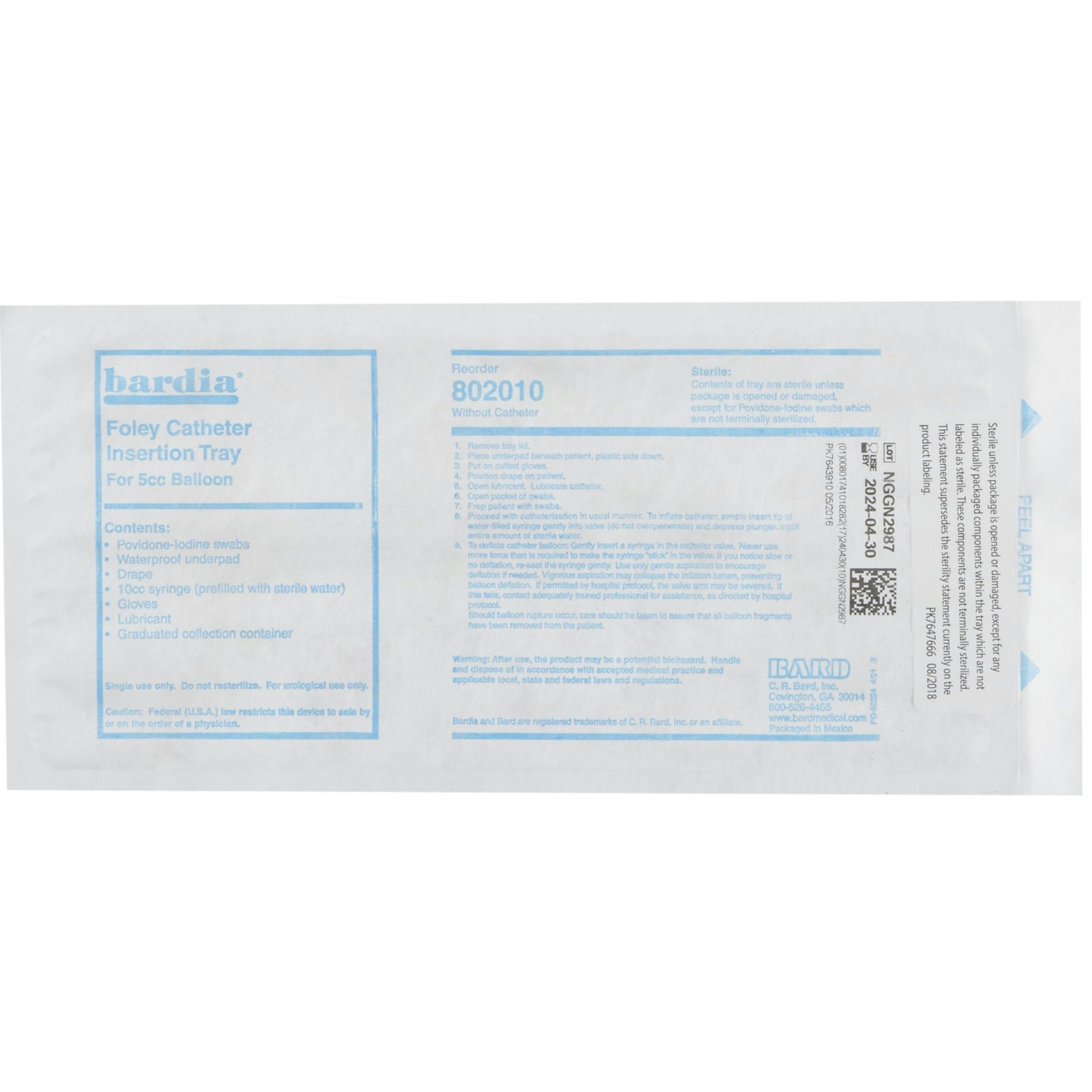 Bardia Foley Catheter Insertion Tray