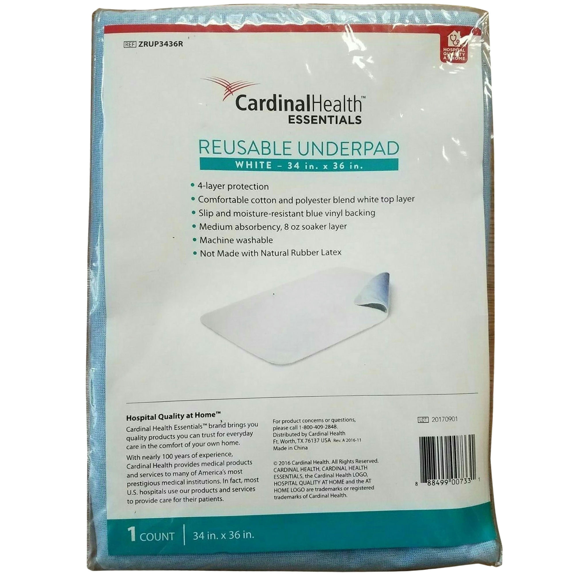 Cardinal Health Essentials Reusable Underpad, Moderate Absorbency