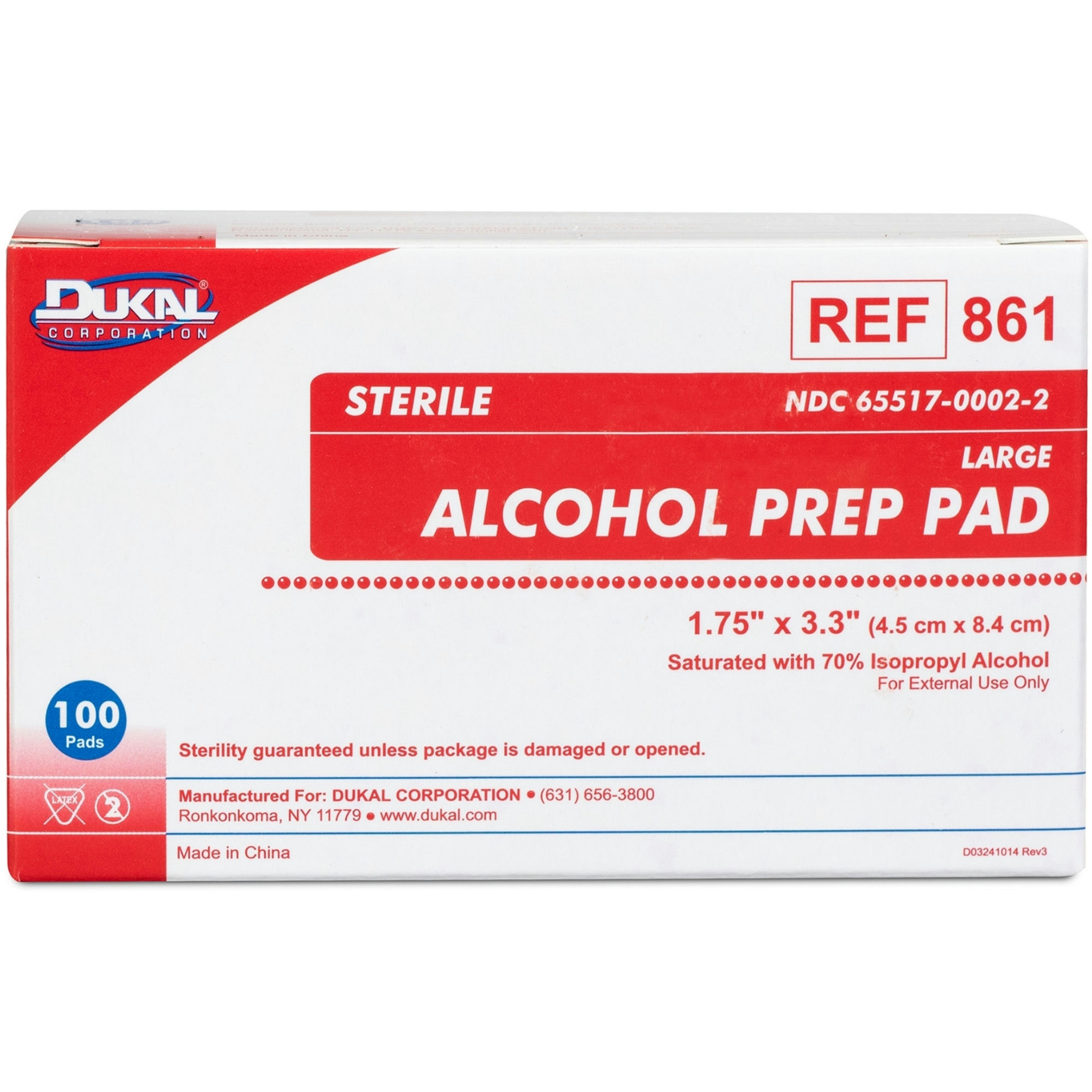 Dukal Large Alcohol Prep Pad, Individual Packet