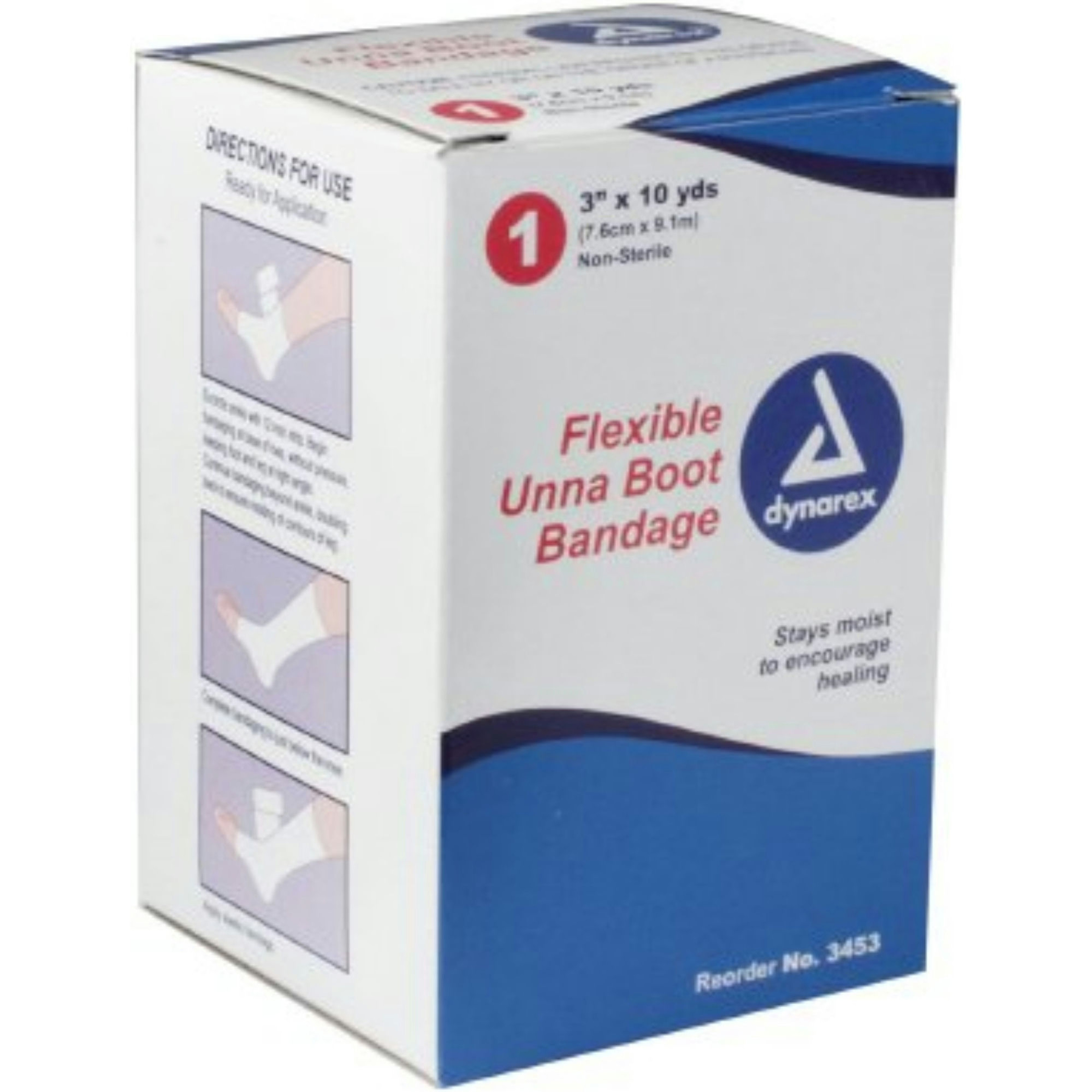 Dynarex Flexible Unna Boot Bandage, 3" x 10 yds