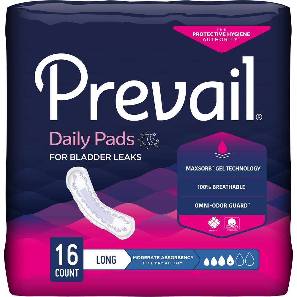 Prevail Women's Daily Bladder Control Pads, Moderate Absorbency