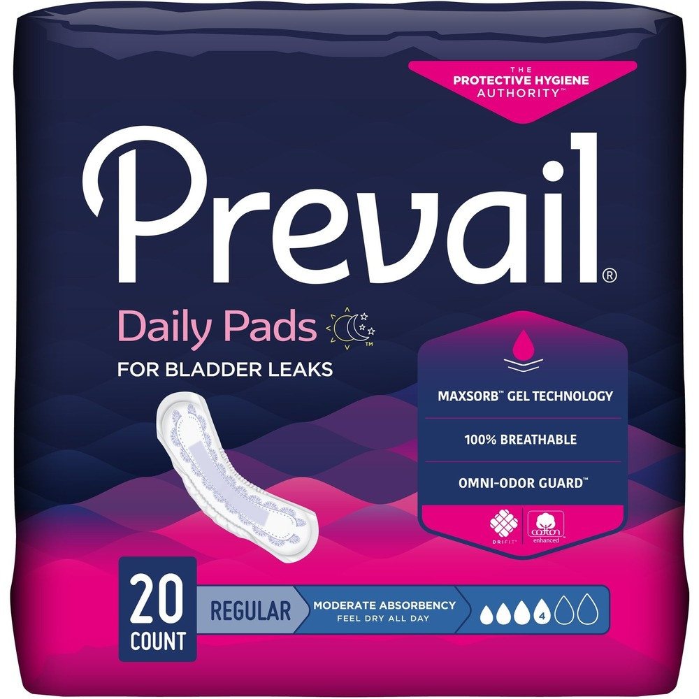 Prevail Women's Daily Bladder Control Pads, Moderate Absorbency