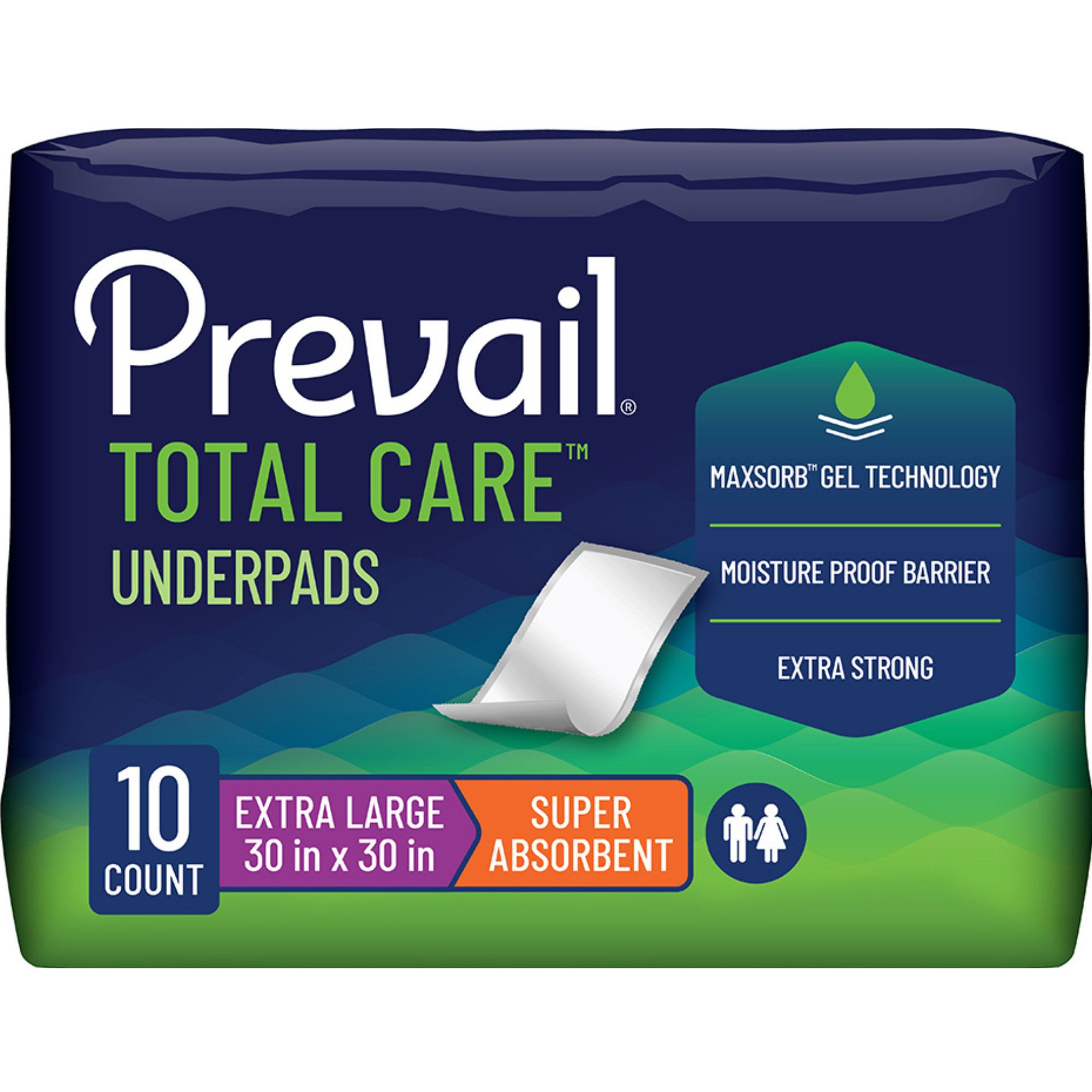 Prevail Total Care Incontinence Underpads, Super Absorbency