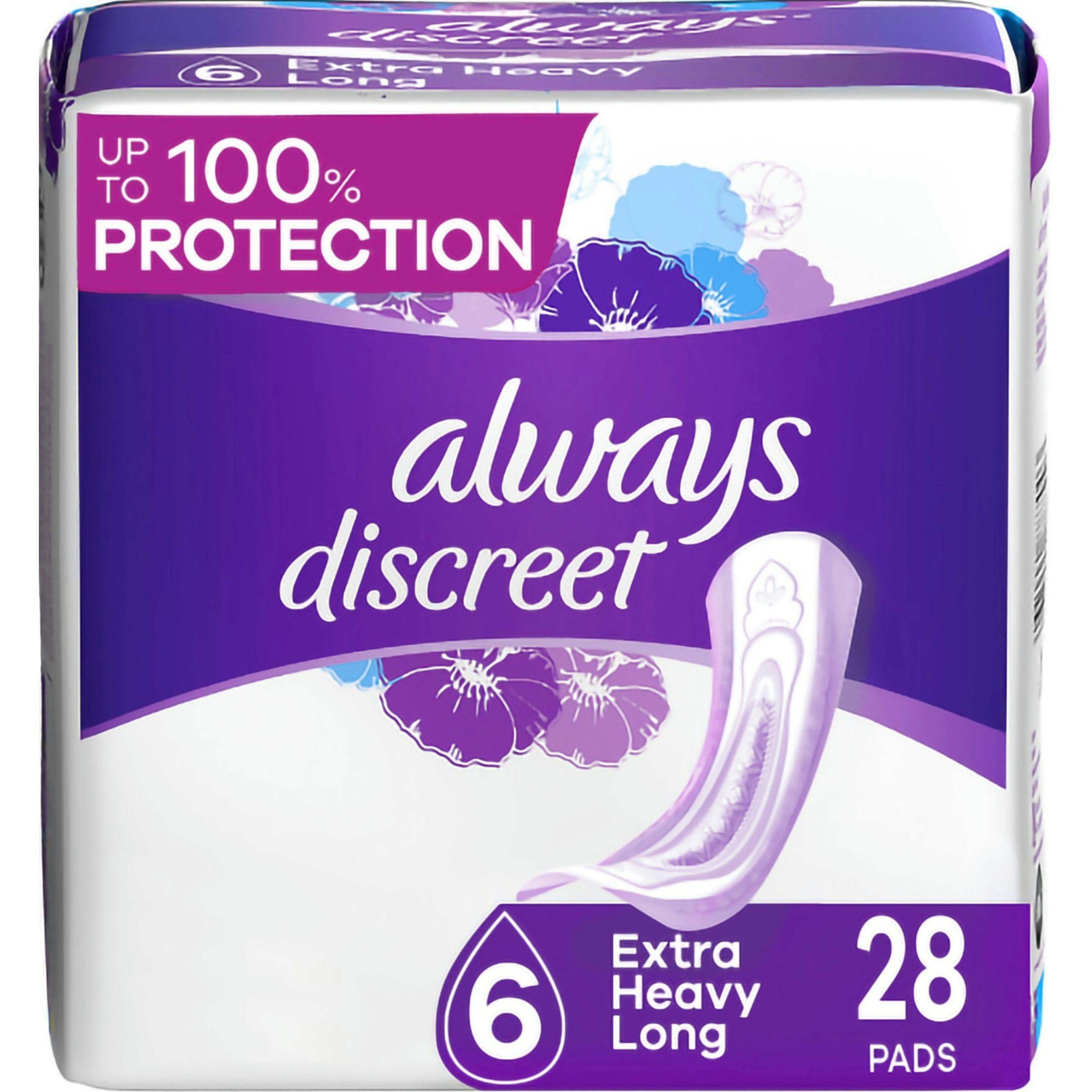 Always Discreet Incontinence Pads, Long, Extra Heavy Absorbency