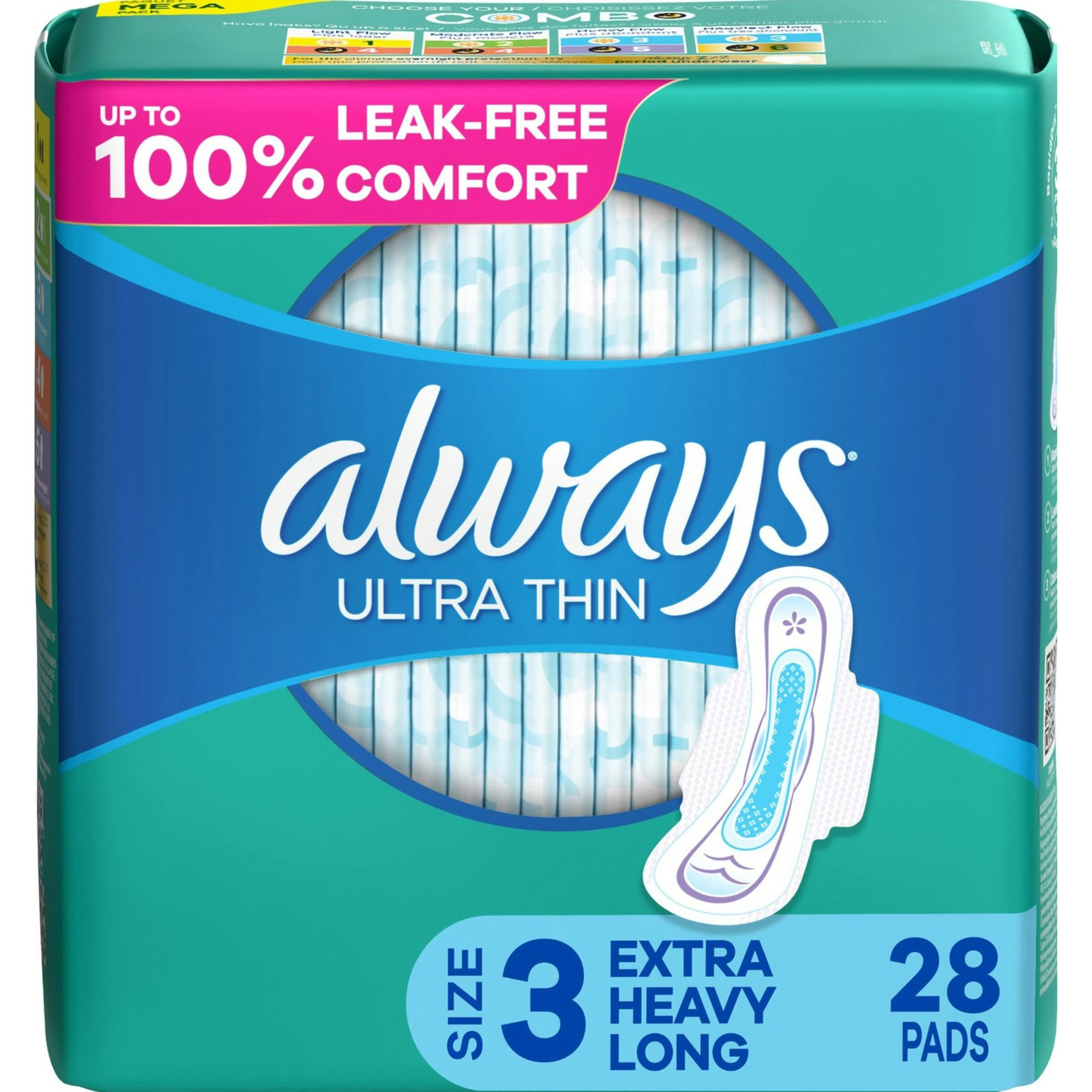 Always Ultra Thin Pads, Size 3, Extra Long, Super Absorbency