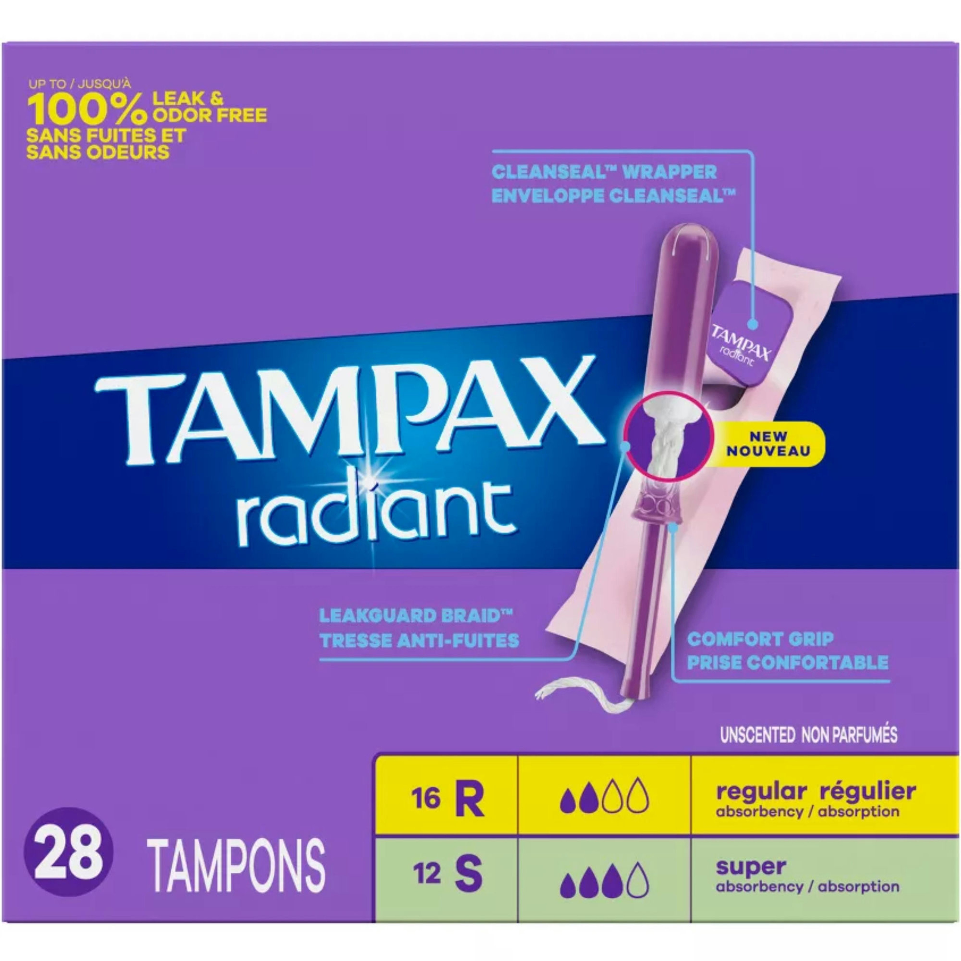 Tampax Radiant Duo Pack Regular/Super Tampons