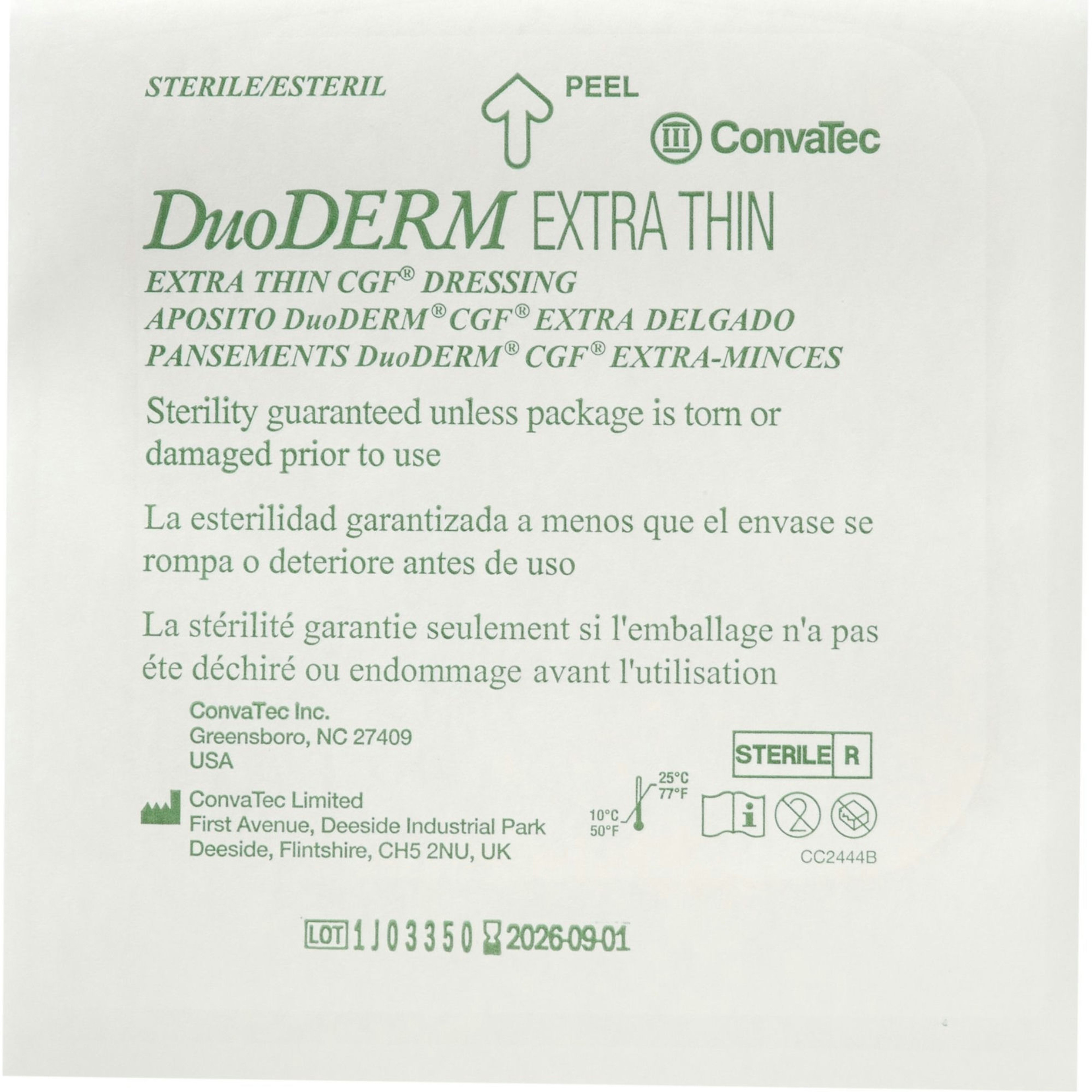 DuoDERM Extra Thin Hydrocolloid Dressing, 4" X 4", Square Sterile