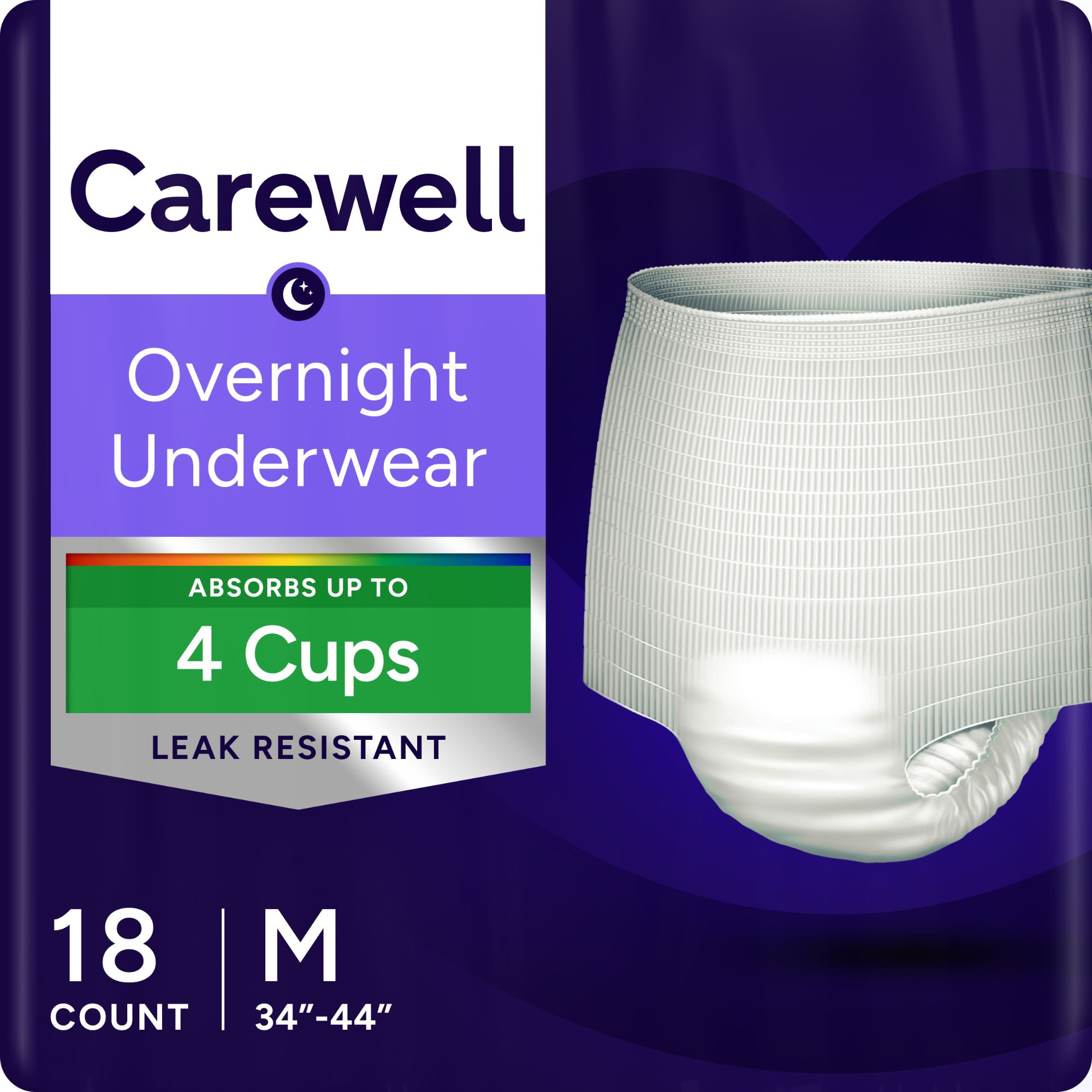 Carewell Overnight Incontinence Pull-Up Underwear, Leak Resistant