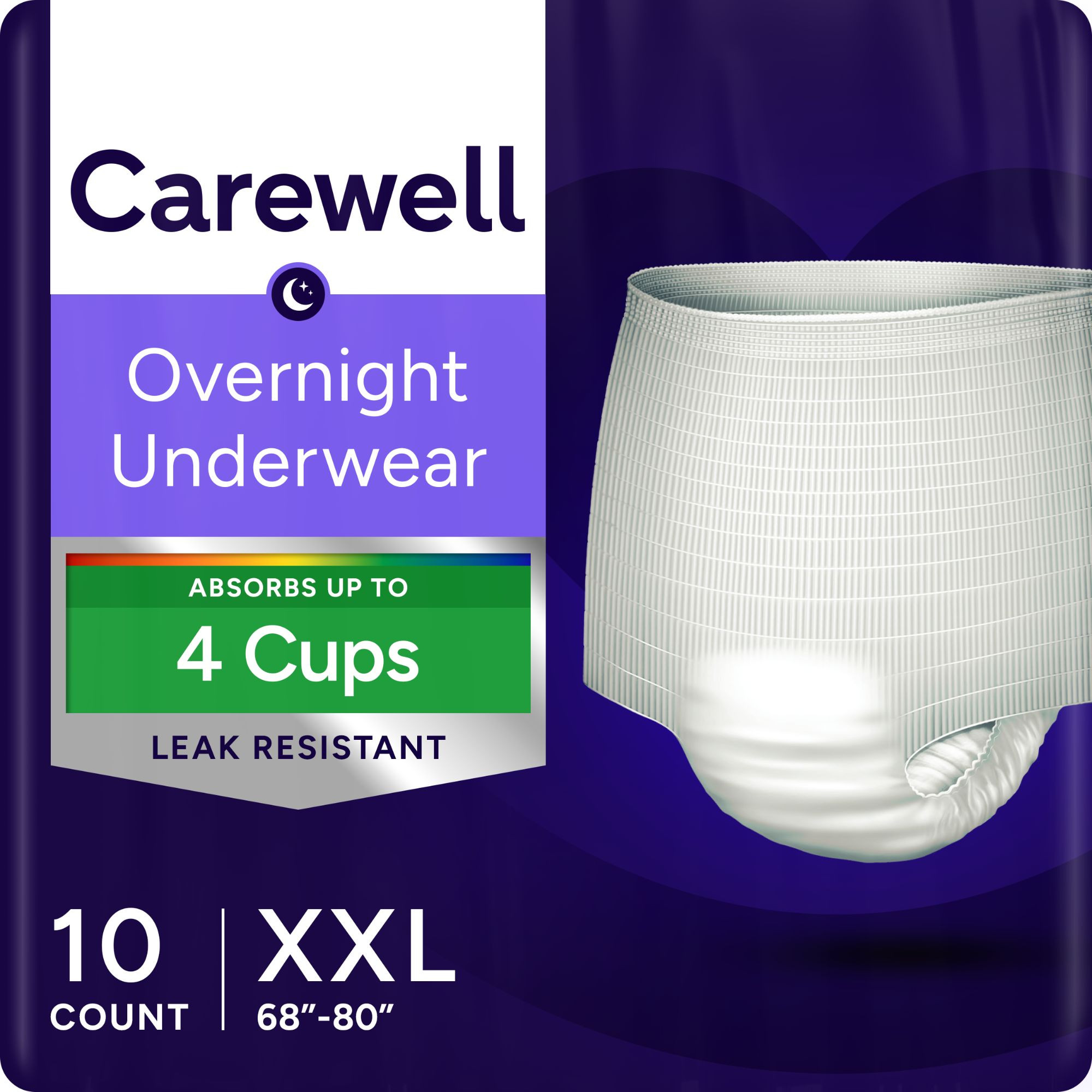 Carewell Overnight Incontinence Pull-Up Underwear, Leak Resistant
