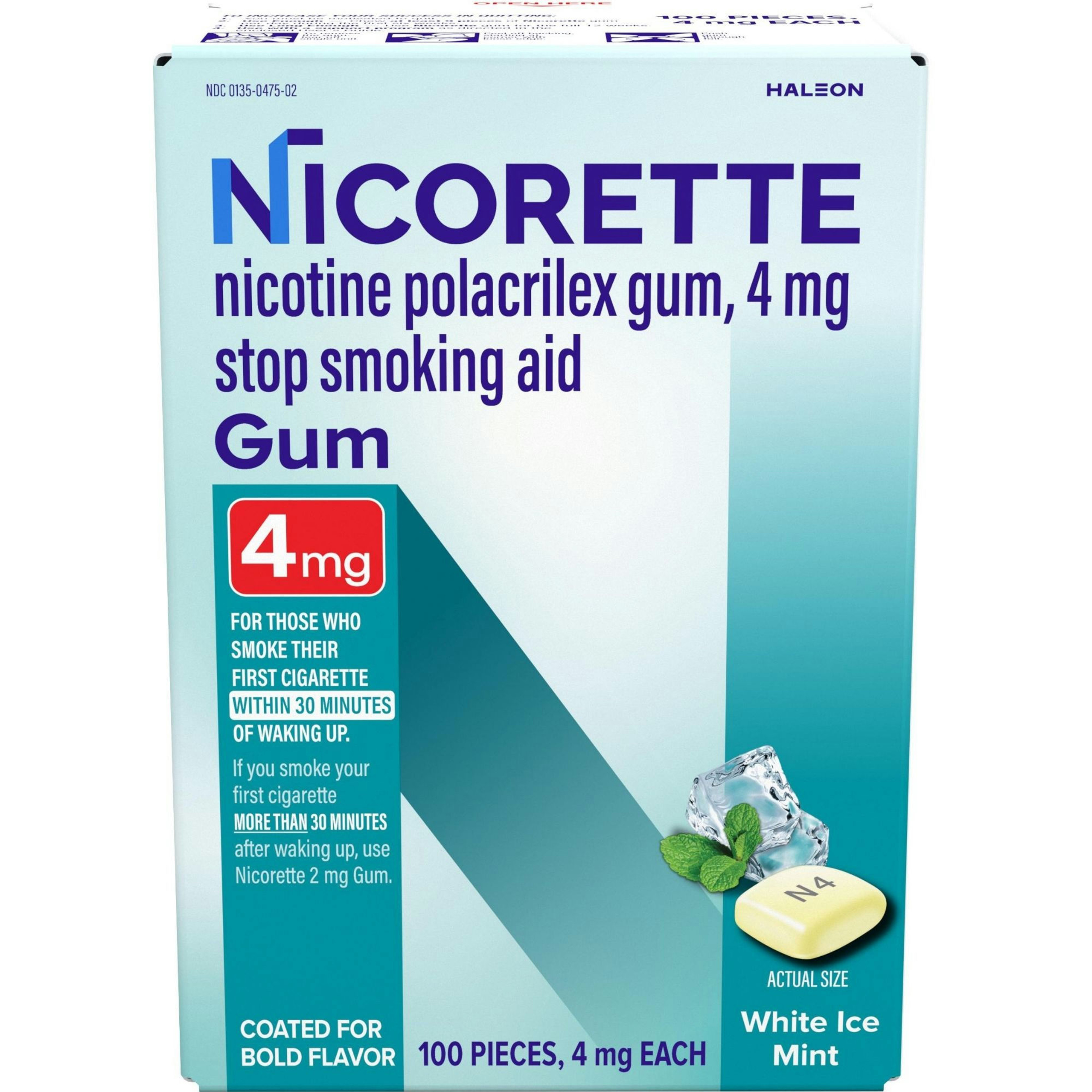Nicorette Nicotine Gum Aid to Quit Smoking, 4 mg