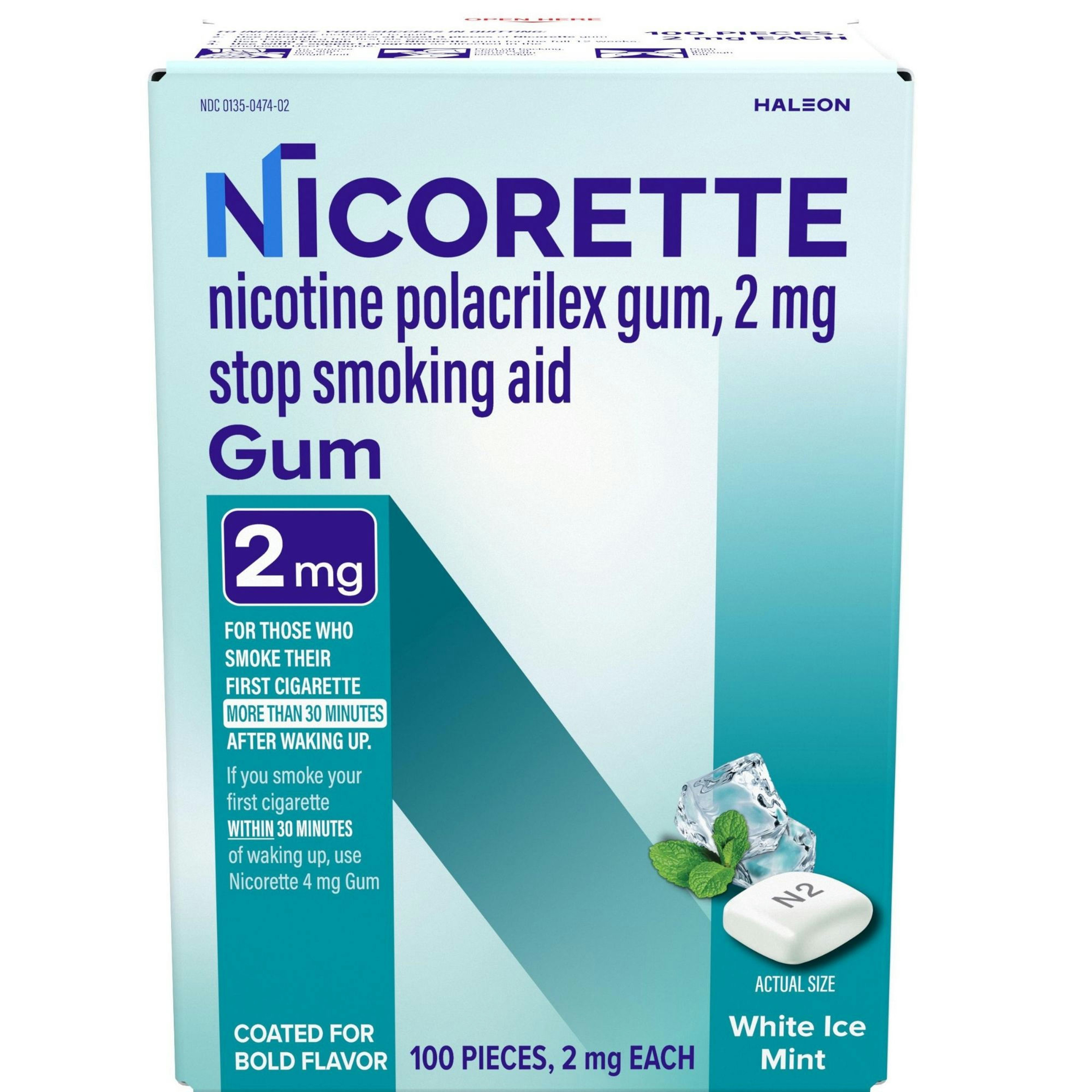 Nicorette Nicotine Gum Aid to Quit Smoking, 2 mg