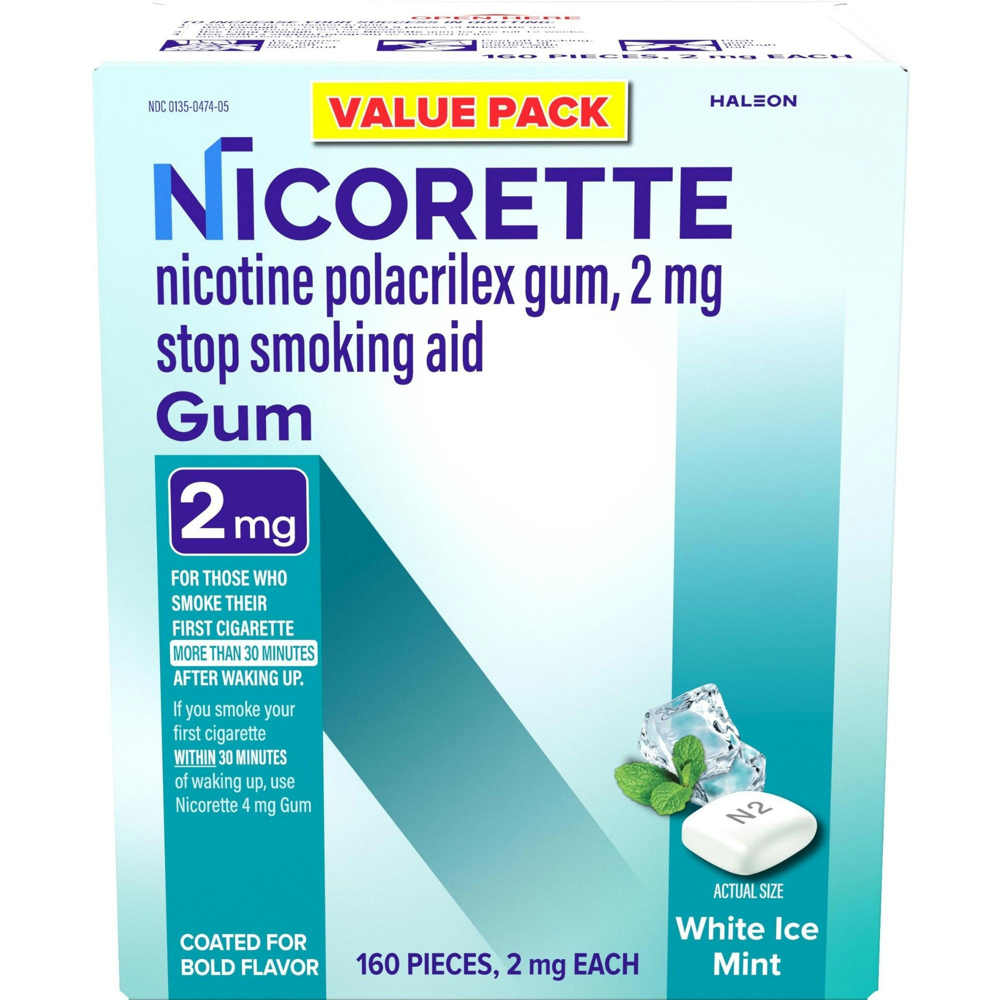 Nicorette Nicotine Gum Aid to Quit Smoking, 2 mg