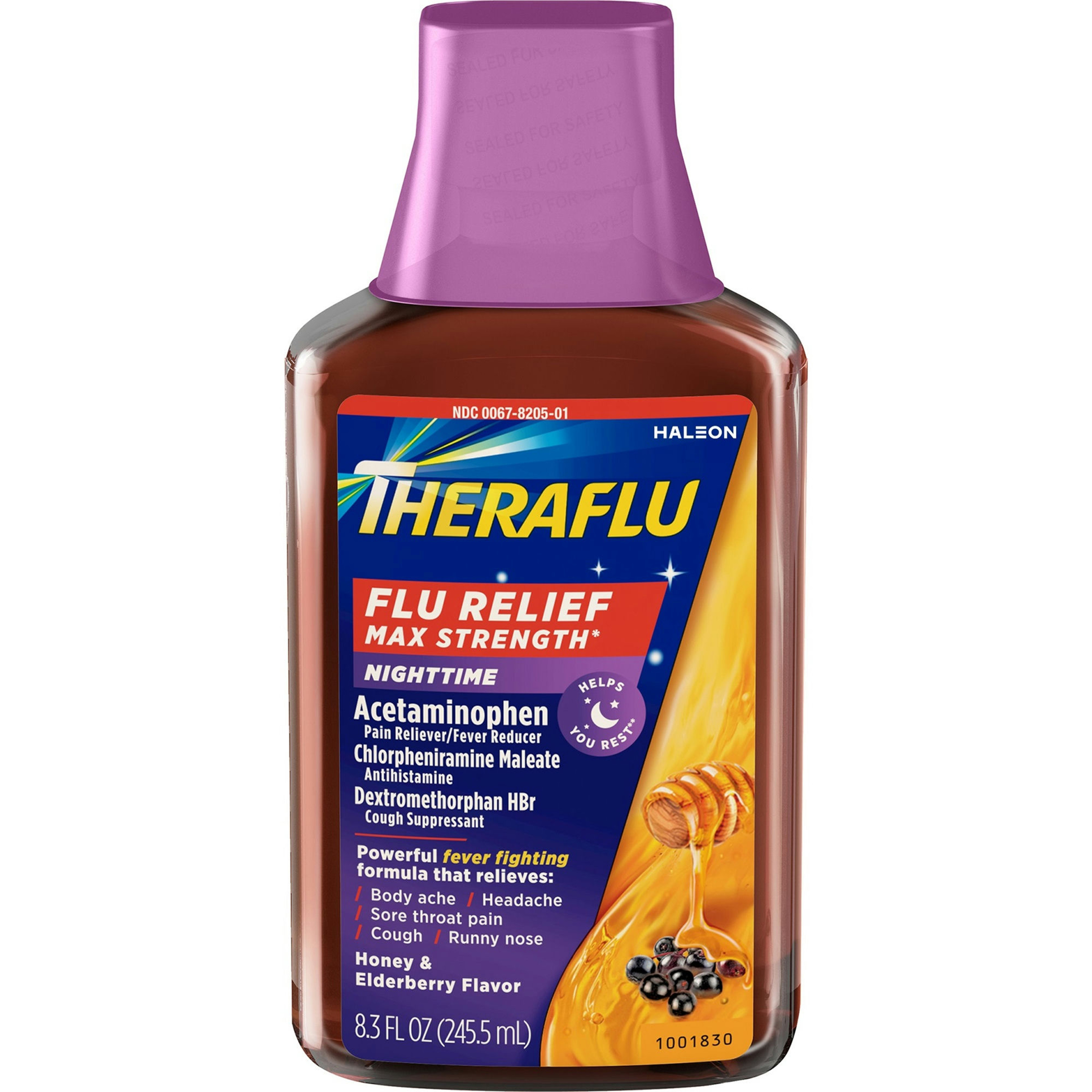 Theraflu Max Strength Nighttime Flu Symptom Relief With Acetaminophen And Dextromethorphan Syrup