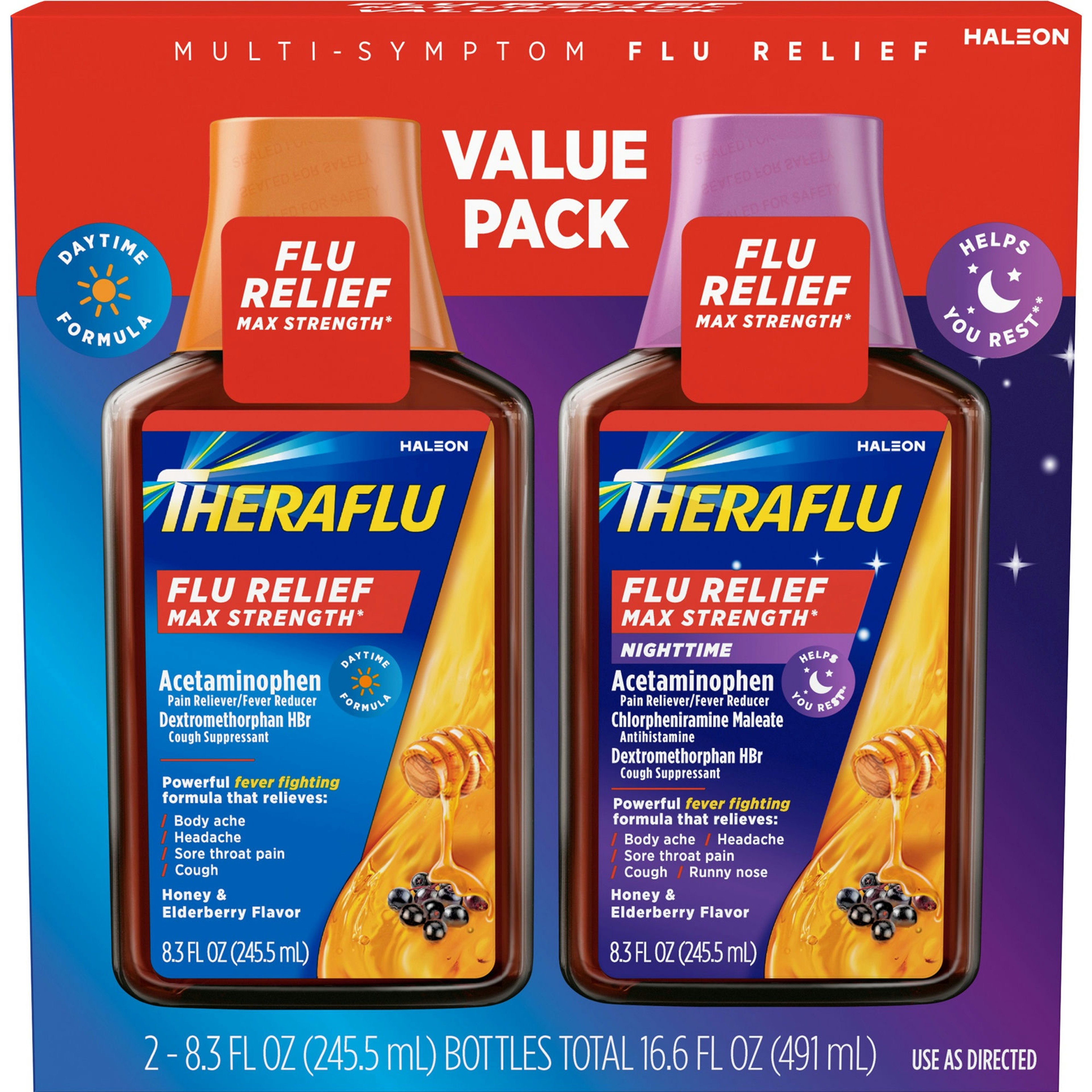Theraflu Max Strength Daytime & Nighttime Flu Symptom Relief Combo Pack Syrup