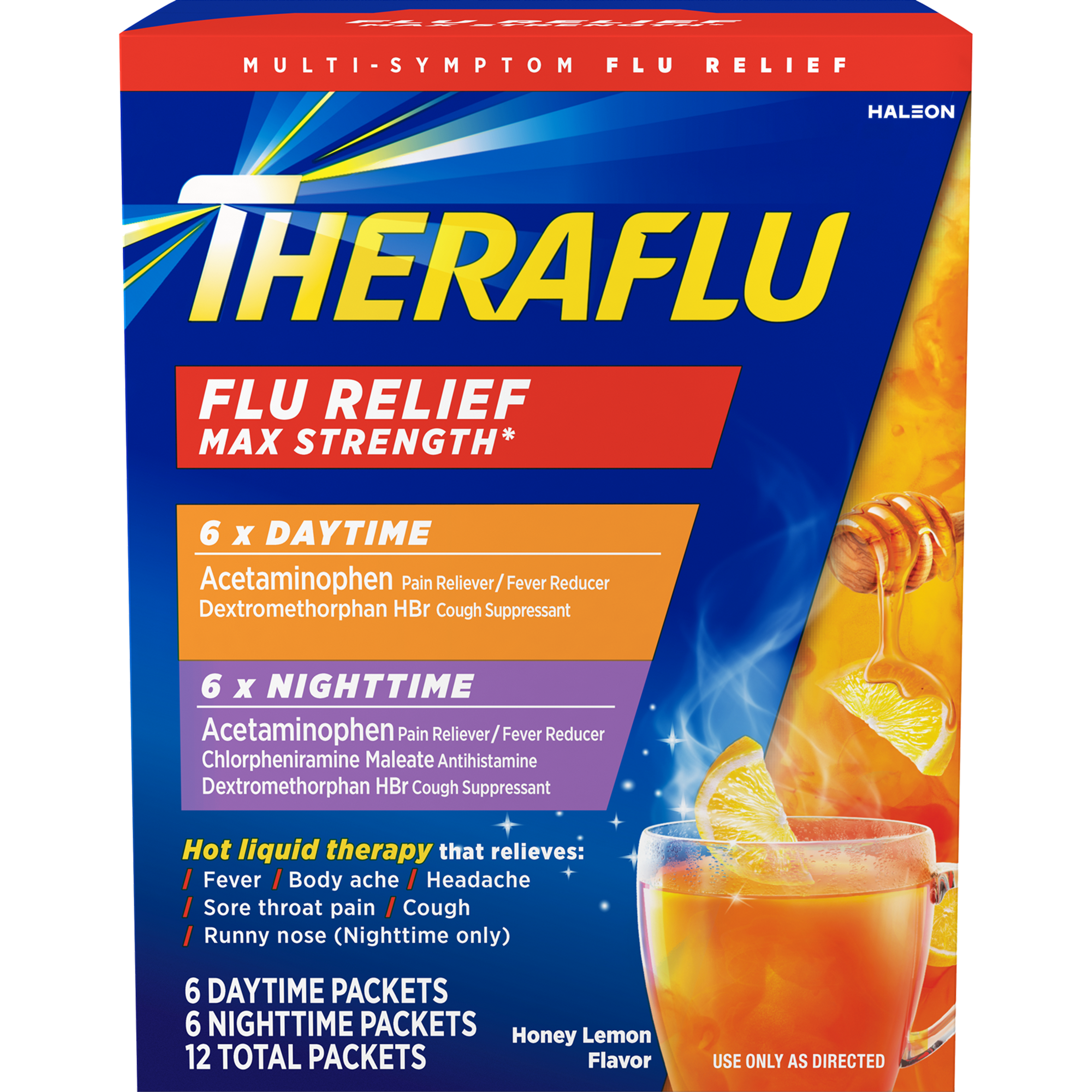 Theraflu Max Strength Daytime & Nighttime Flu Symptom Relief Combo Pack Powder
