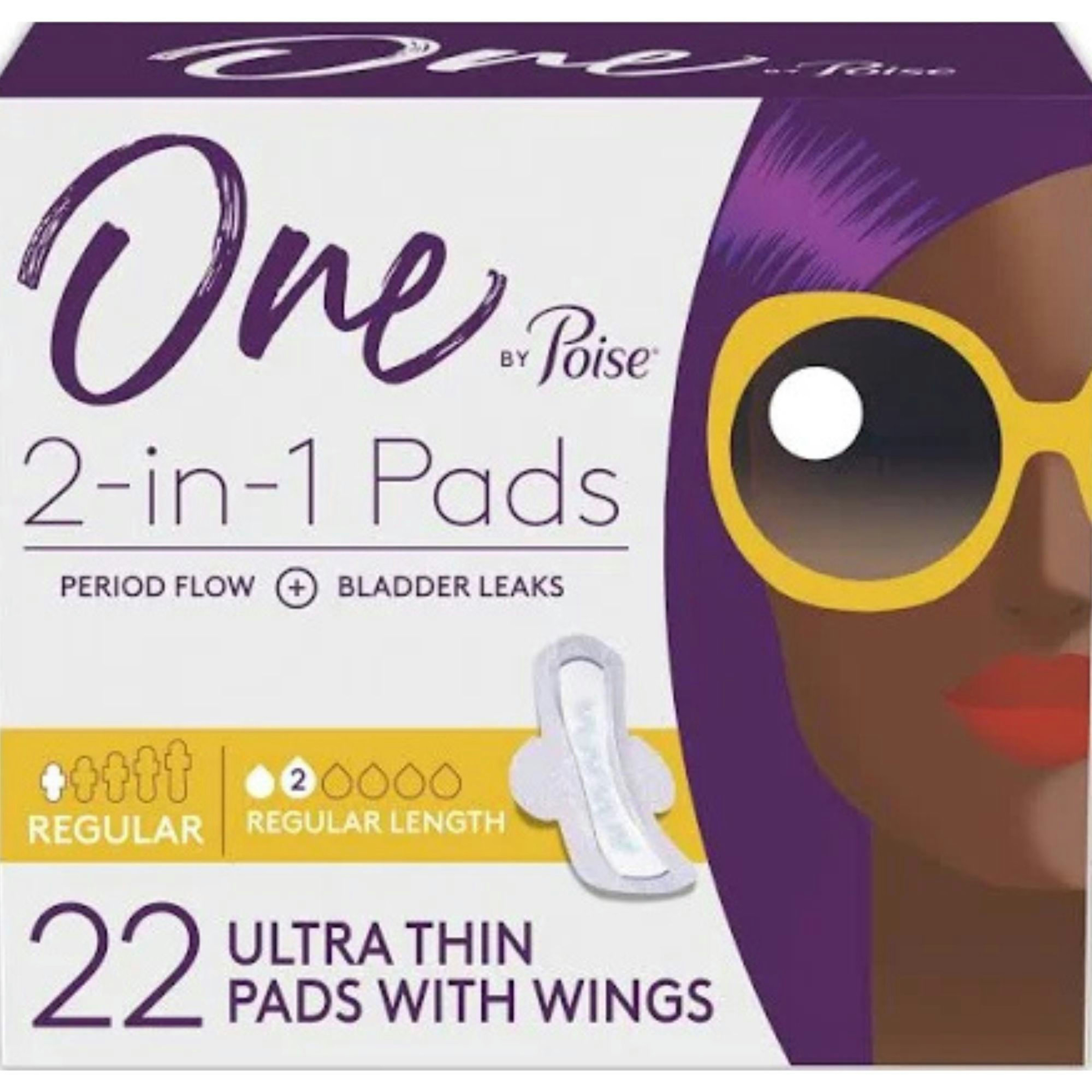 One by Poise Bladder Control Pad, Moderate Absorbency, Ultra Thin with Wings
